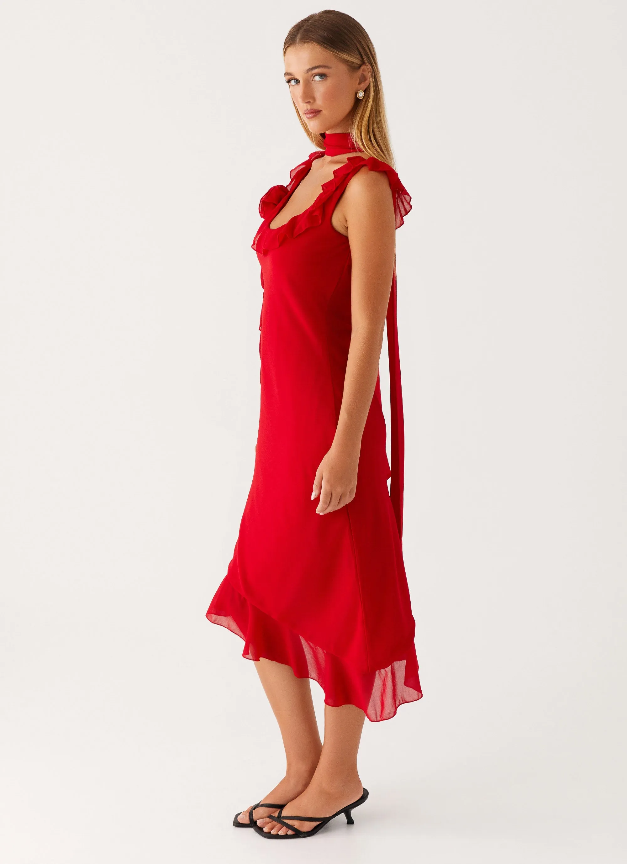 Fariday Midi Dress - Red Easy Drape