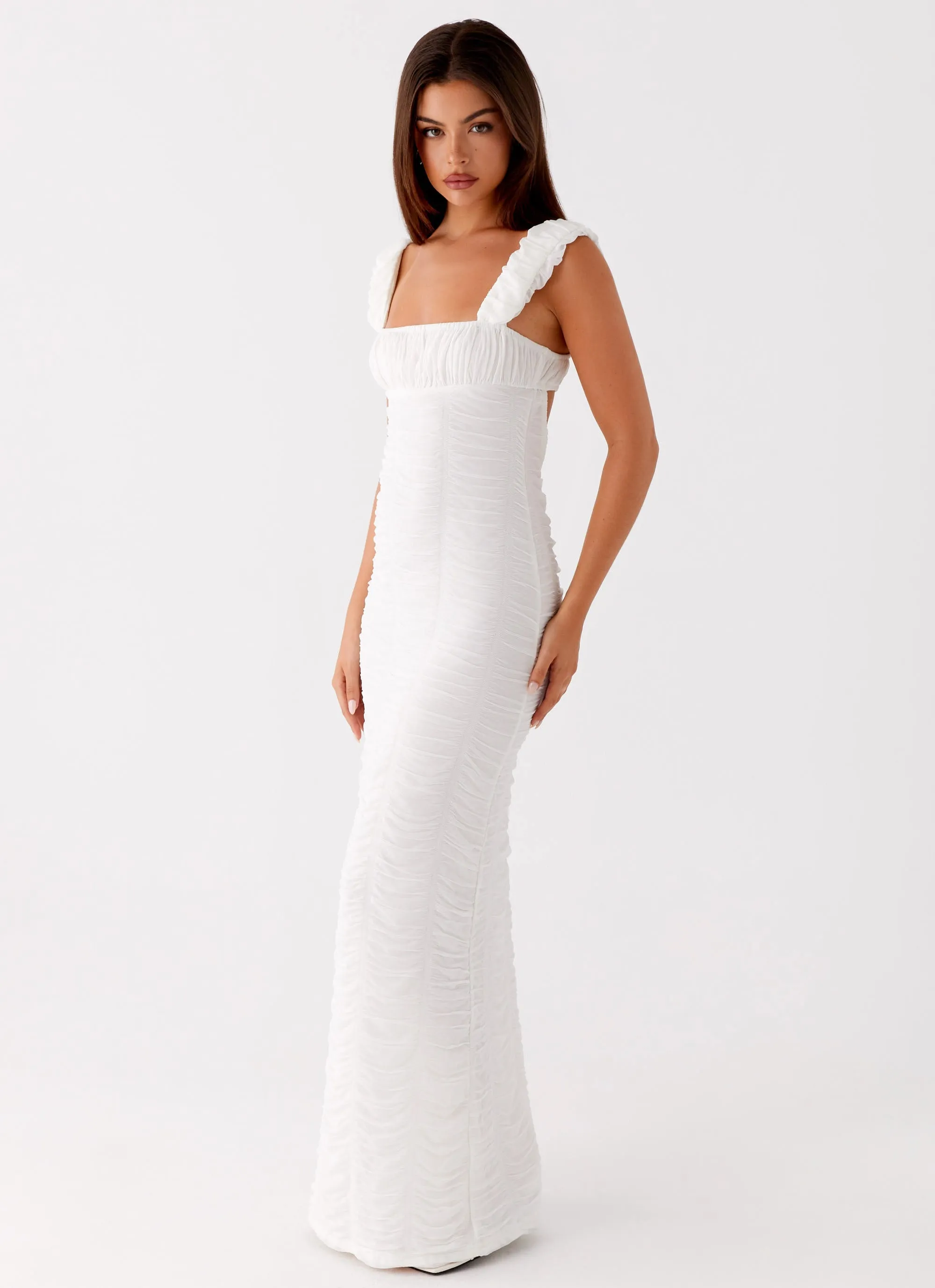 Senses Midi Dress - White Comfy Yet Stylish