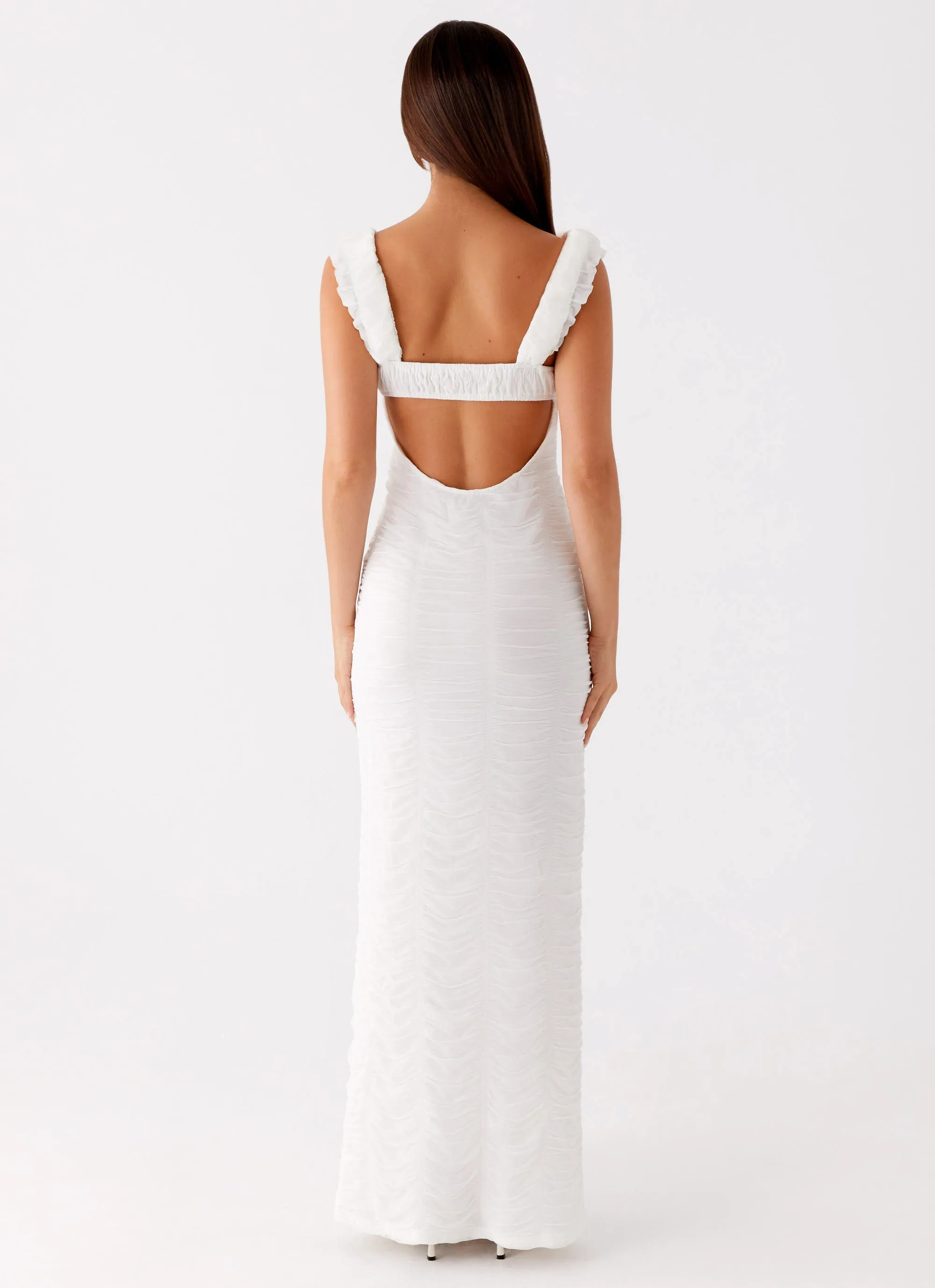 Senses Midi Dress - White Minimal Tone Soft Composition