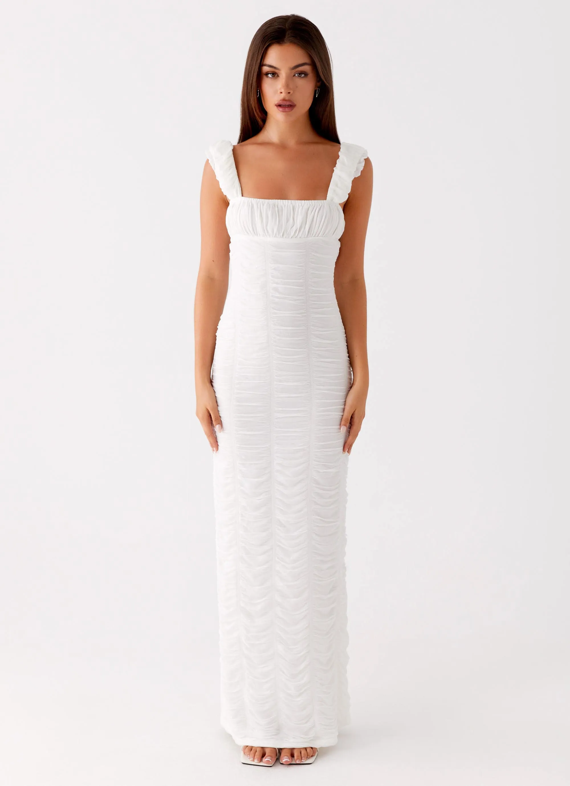 Senses Midi Dress - White All Day Look Travel Friendly