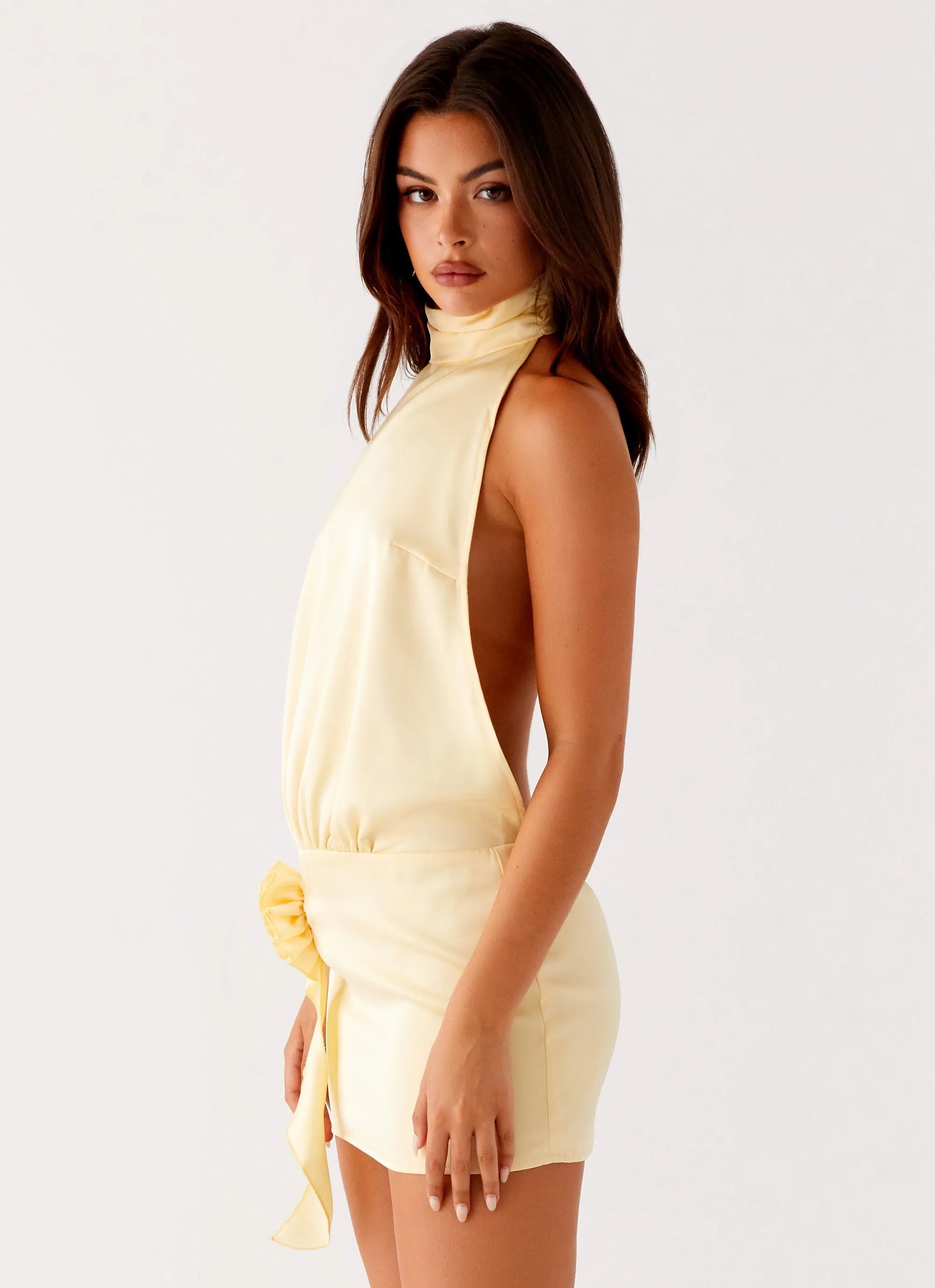 Birdie Halterneck Mini Dress - Yellow Simple Layers