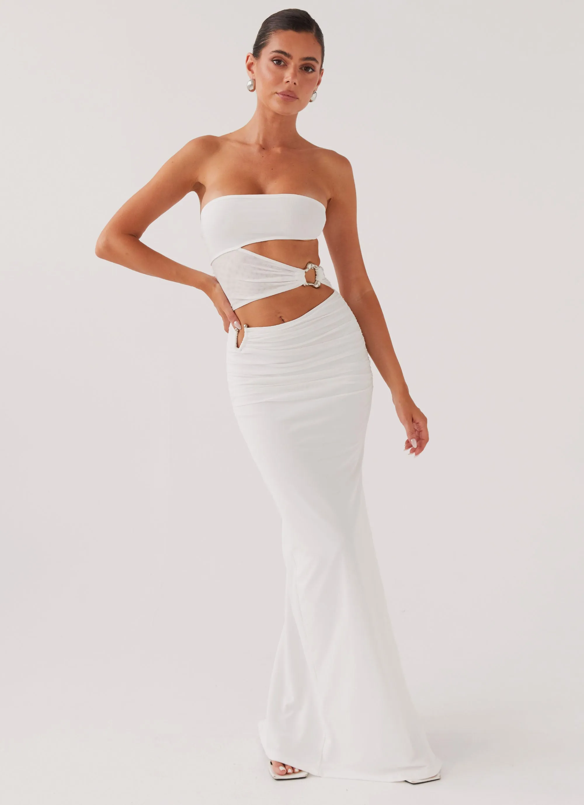 Into Pieces Mesh Maxi Dress - White All Inclusive FadeResistantColor