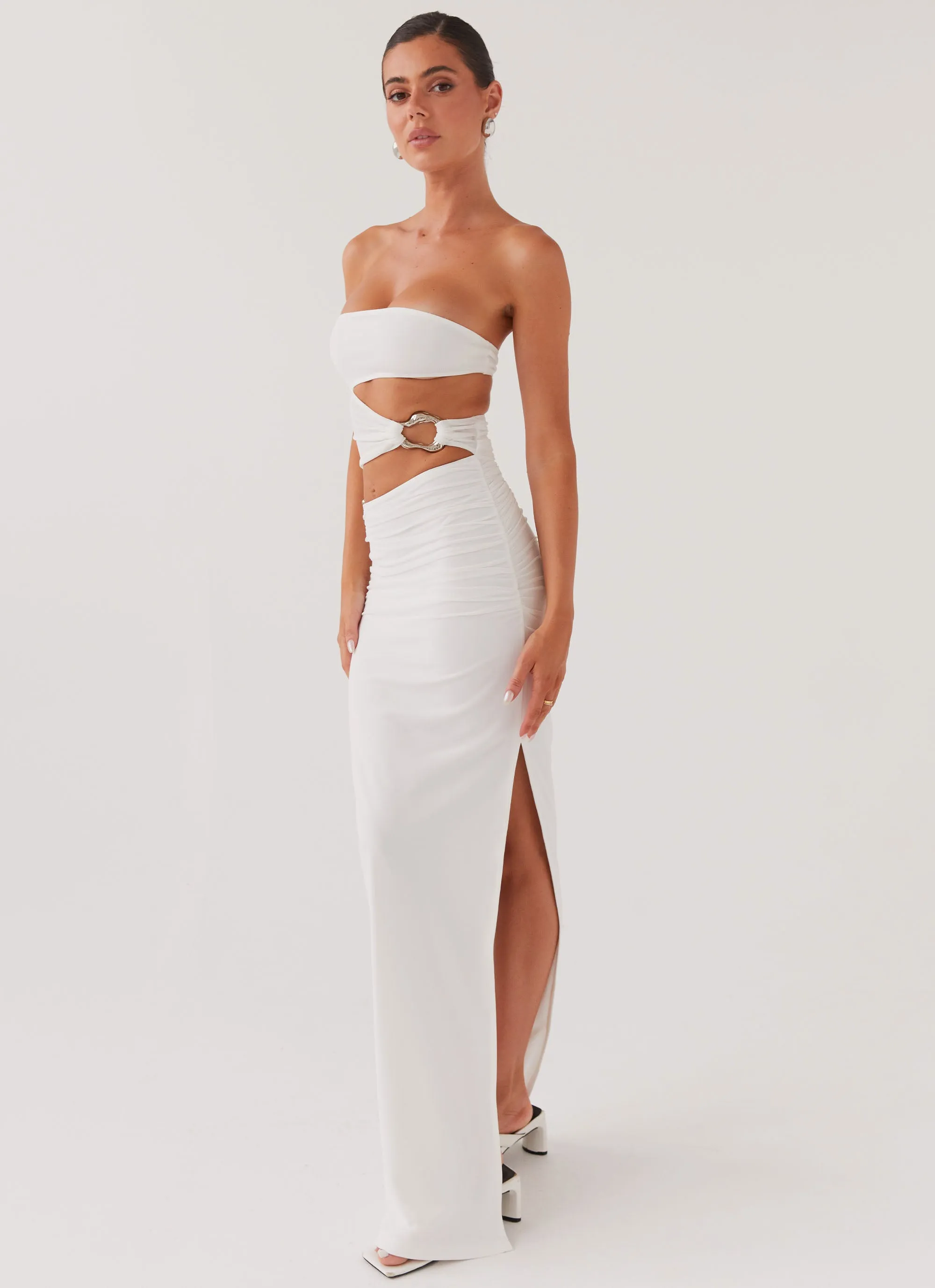 Into Pieces Mesh Maxi Dress - White Subtle Mood Upgrade-Option