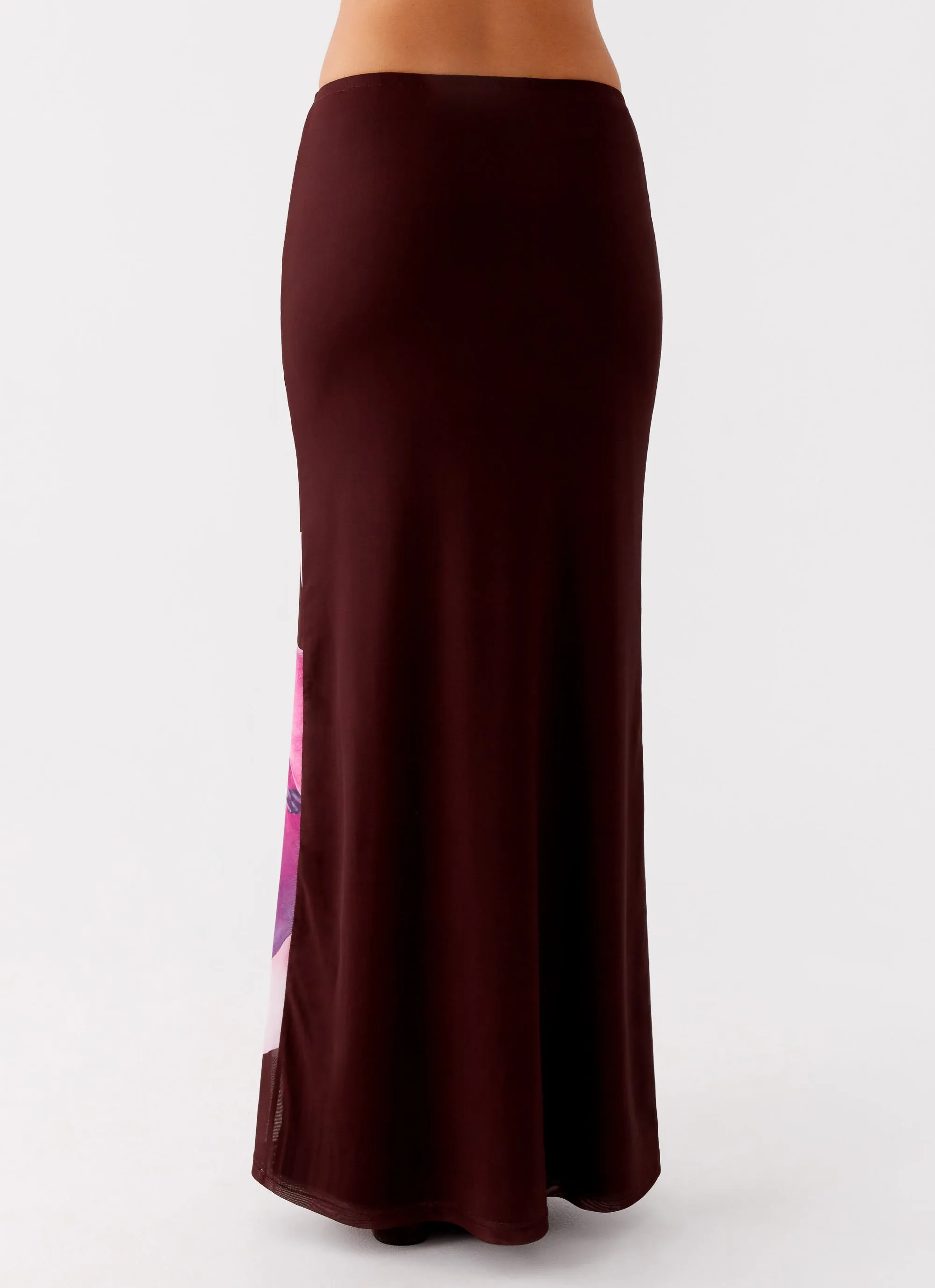 Alpha Maxi Skirt - Dark Chocolate Lightweight Fabric Asymmetrical Cut