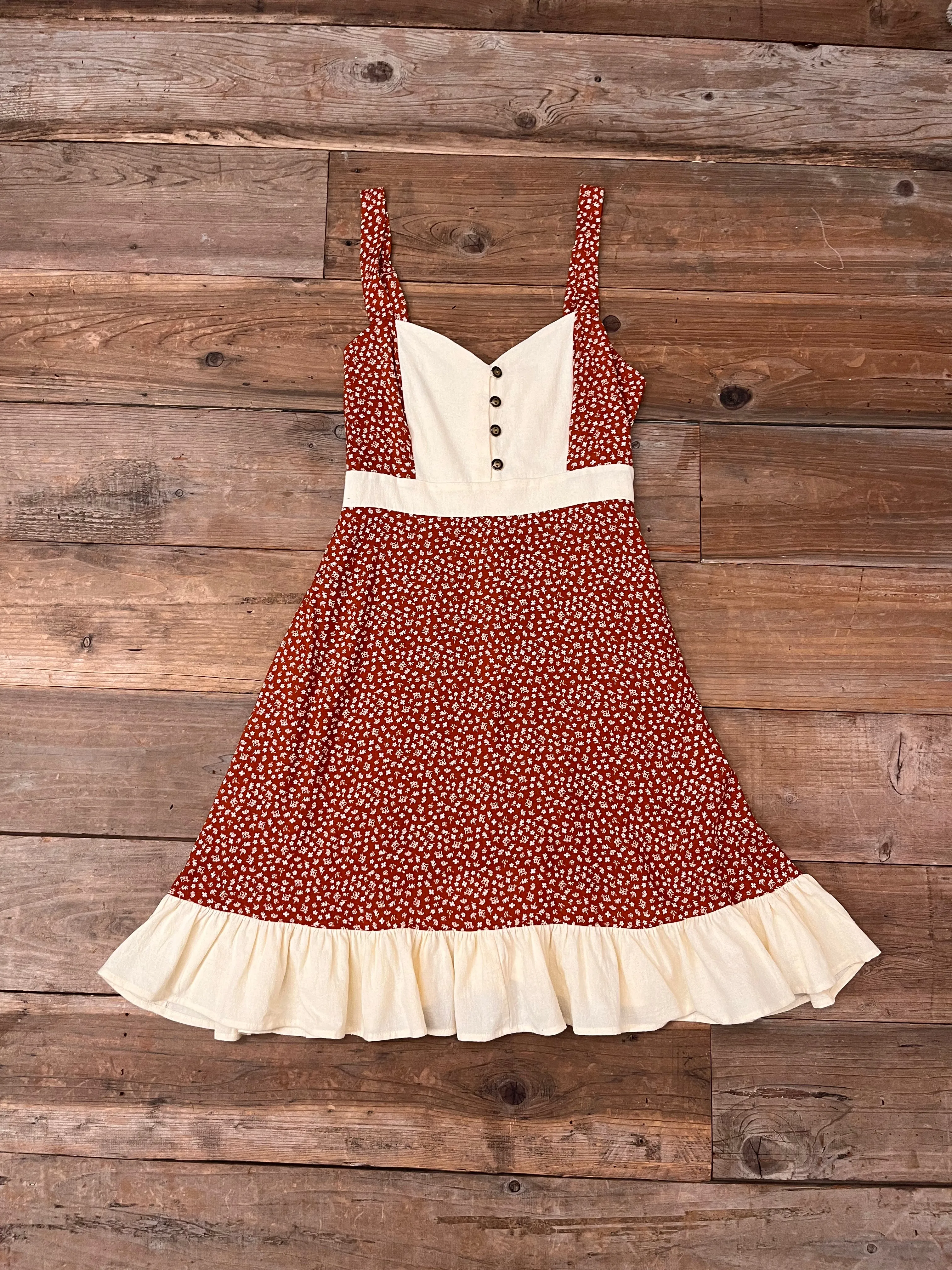Gemma Dress in Rust Floral and Oat Functional Fit