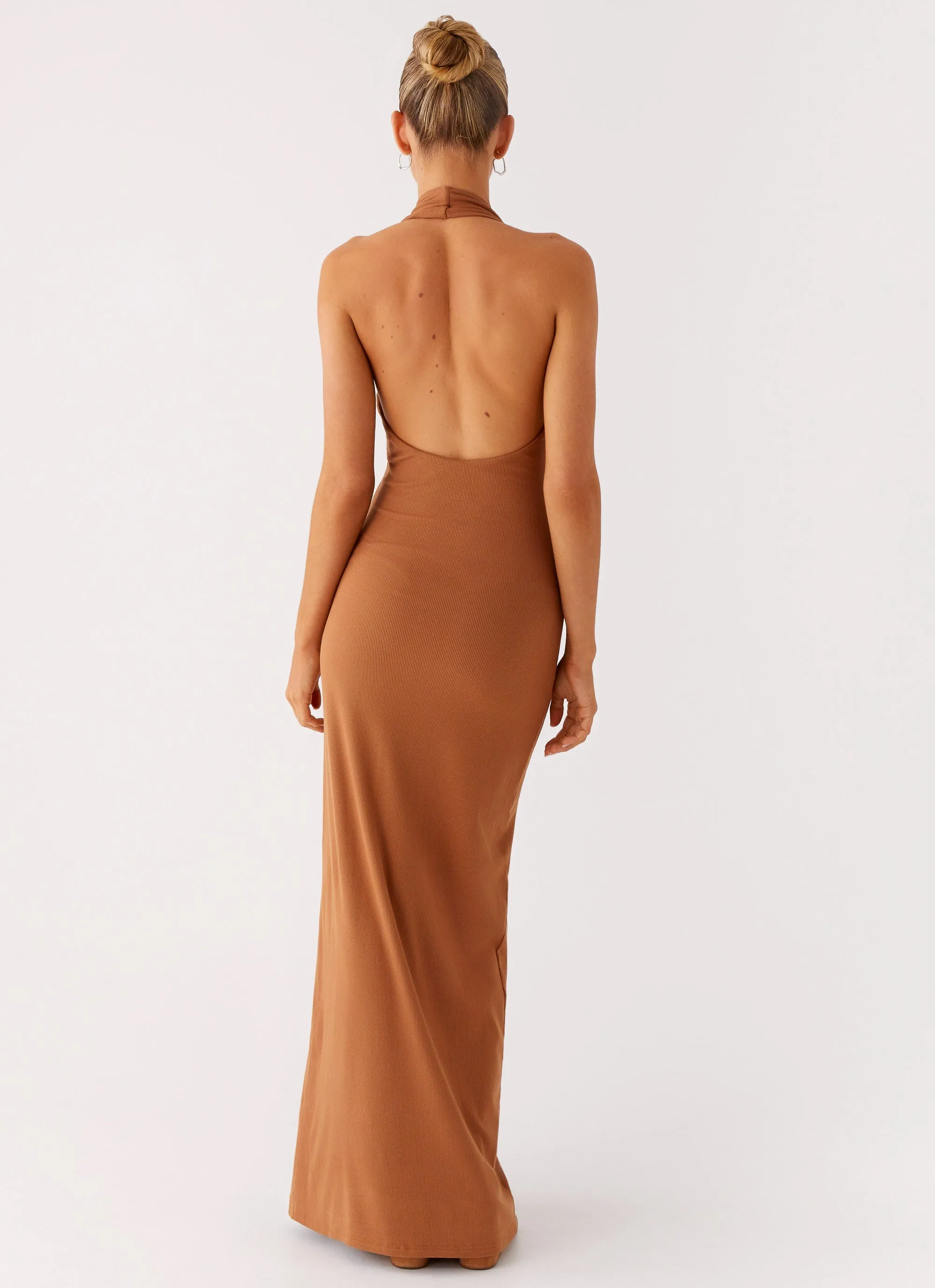 Quick Outfit Perfectly Tailored Plunge For You Maxi Dress - Tan