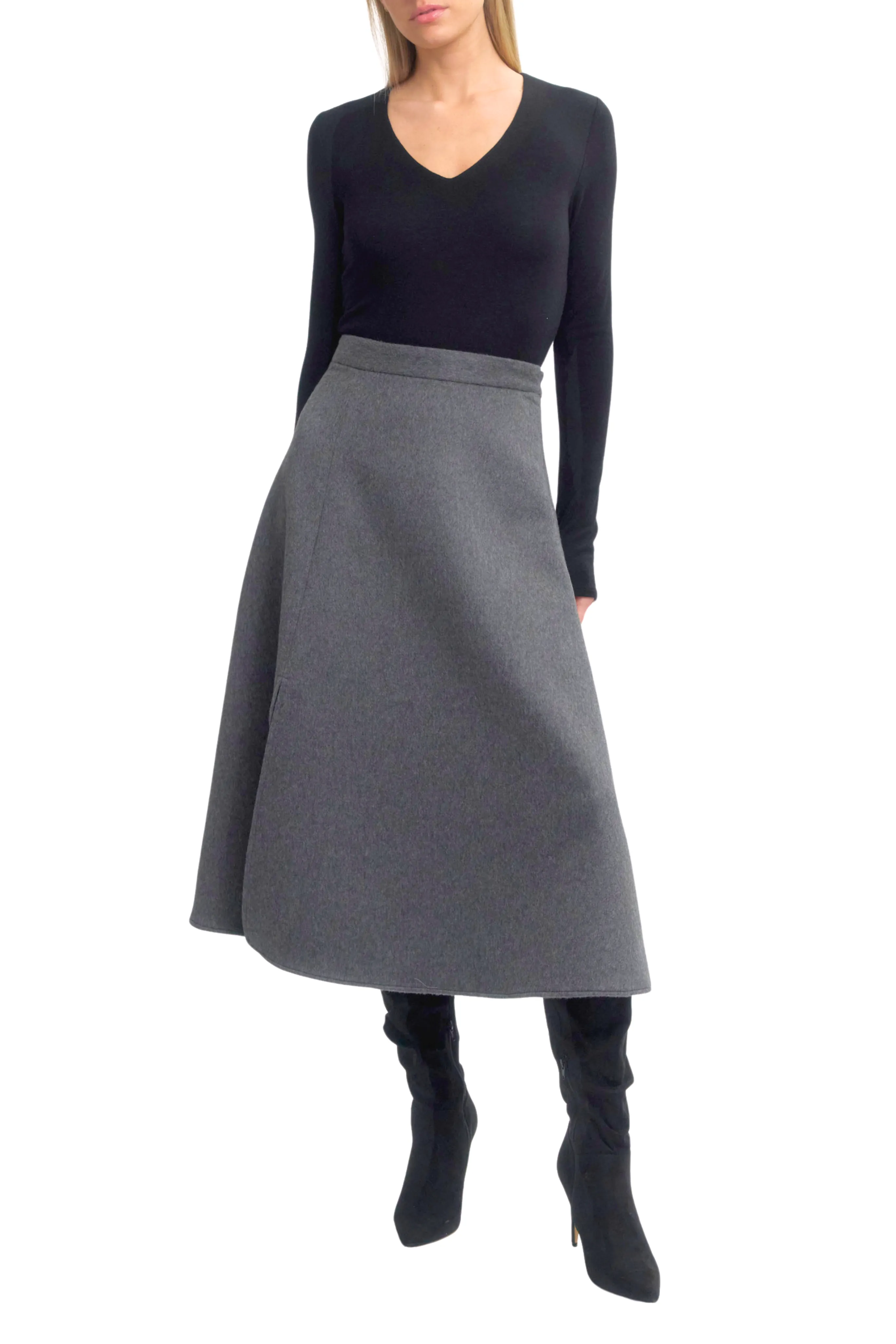 Circle Skirt with Slit Adjustable Hem
