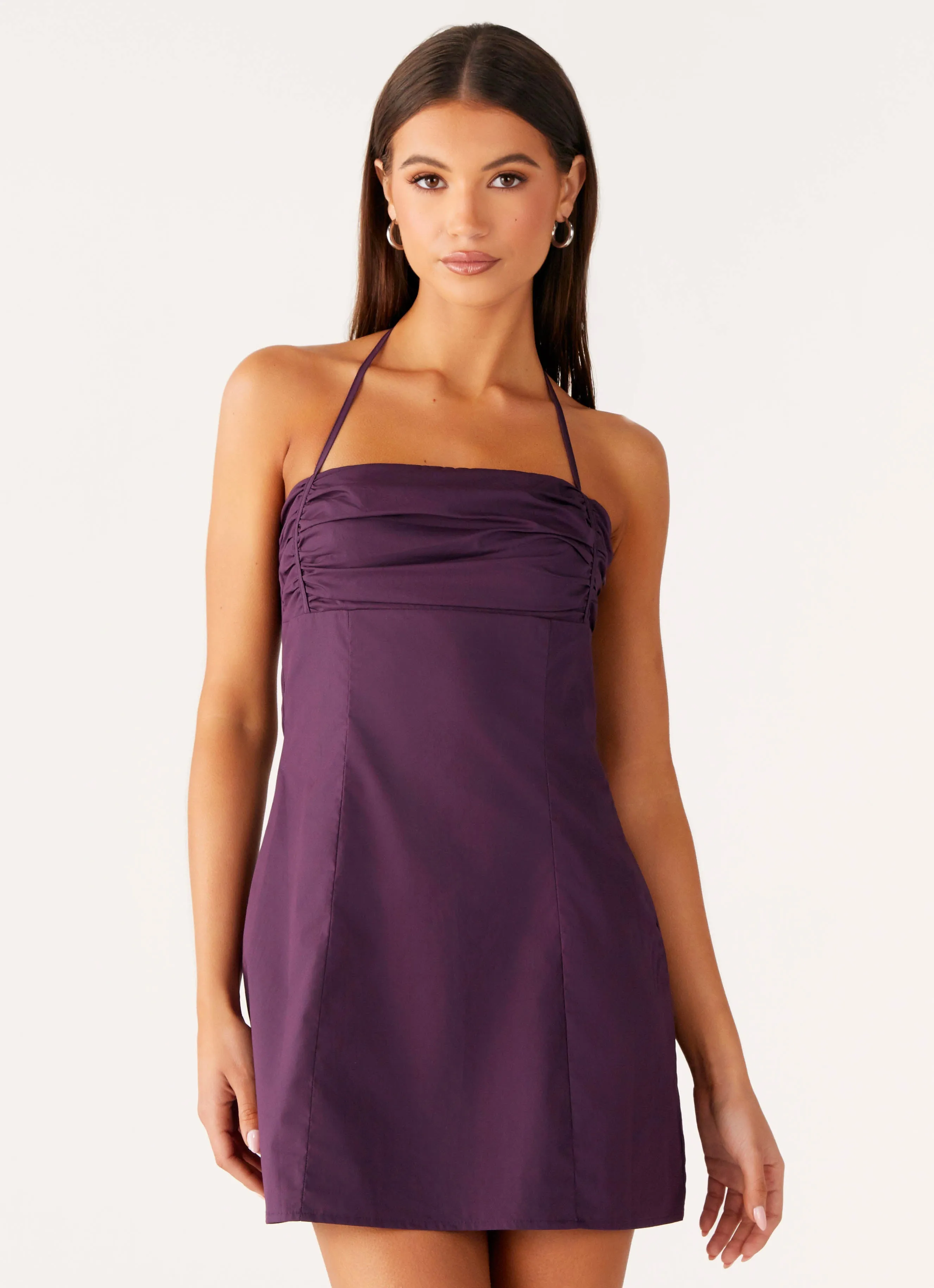 Halter-Neck Sonique Mini Dress - Plum