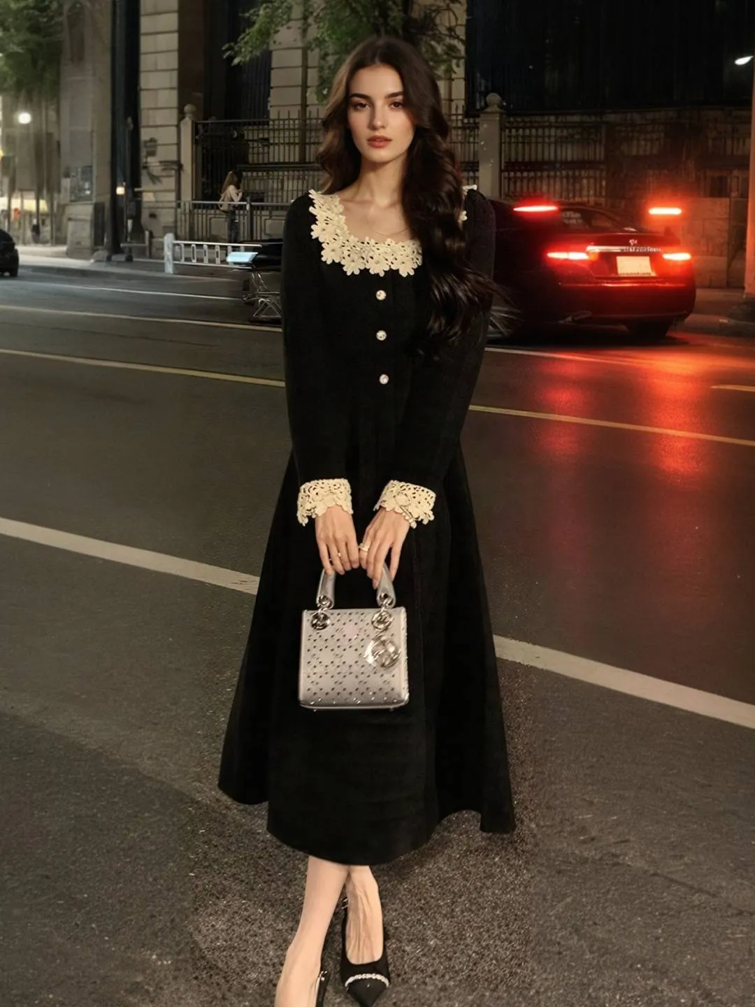 Summer Ready Versatile Cut Lorelai Square Neck Lace Dress