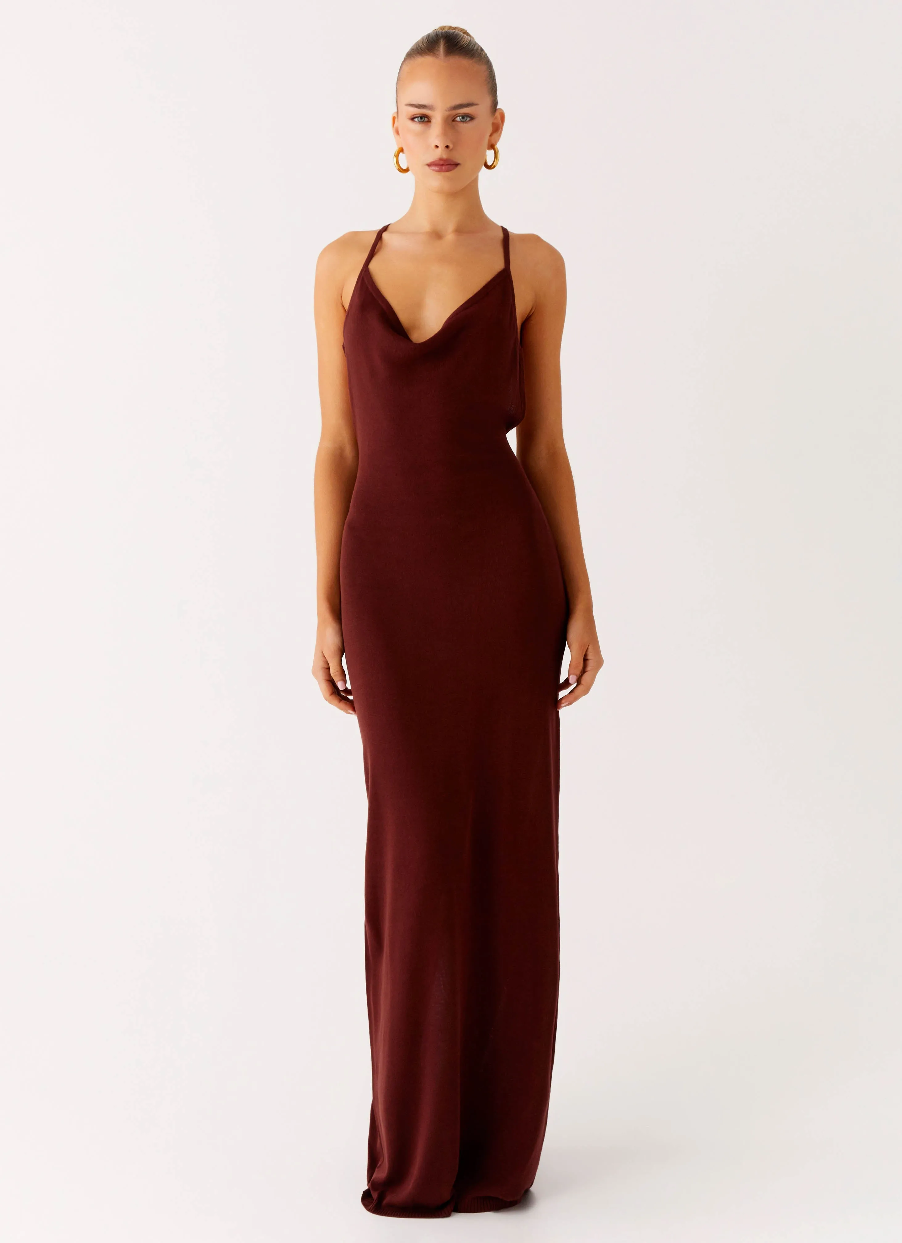 Nomad Muse Maxi Dress - Chocolate Drape Wave Functional Wear