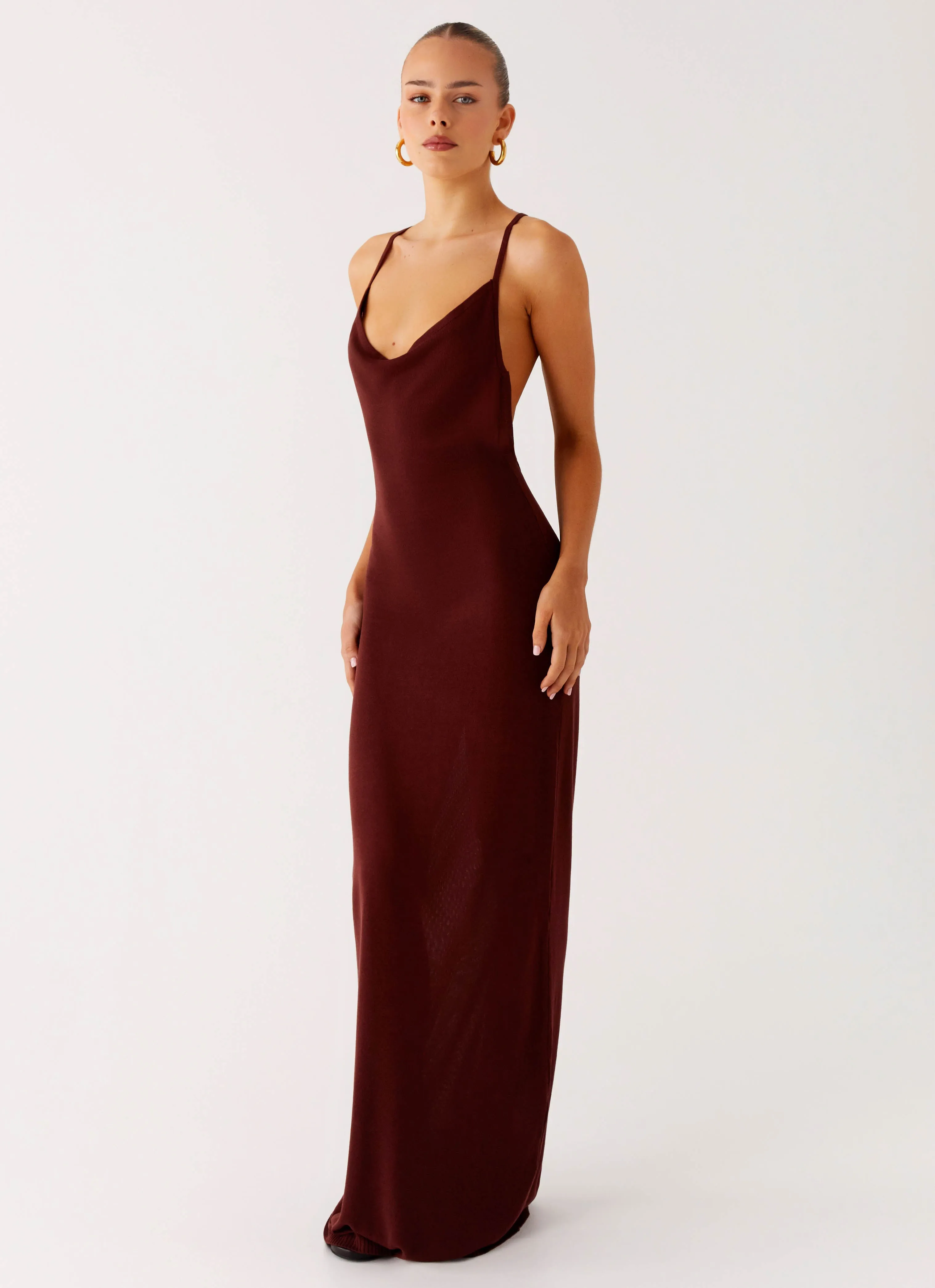 Gentle Drape Workwear Comfort Nomad Muse Maxi Dress - Chocolate