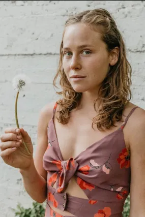 Regular Fit Wrinkle resistant fabric Dee Dee Top in Purple Poppy