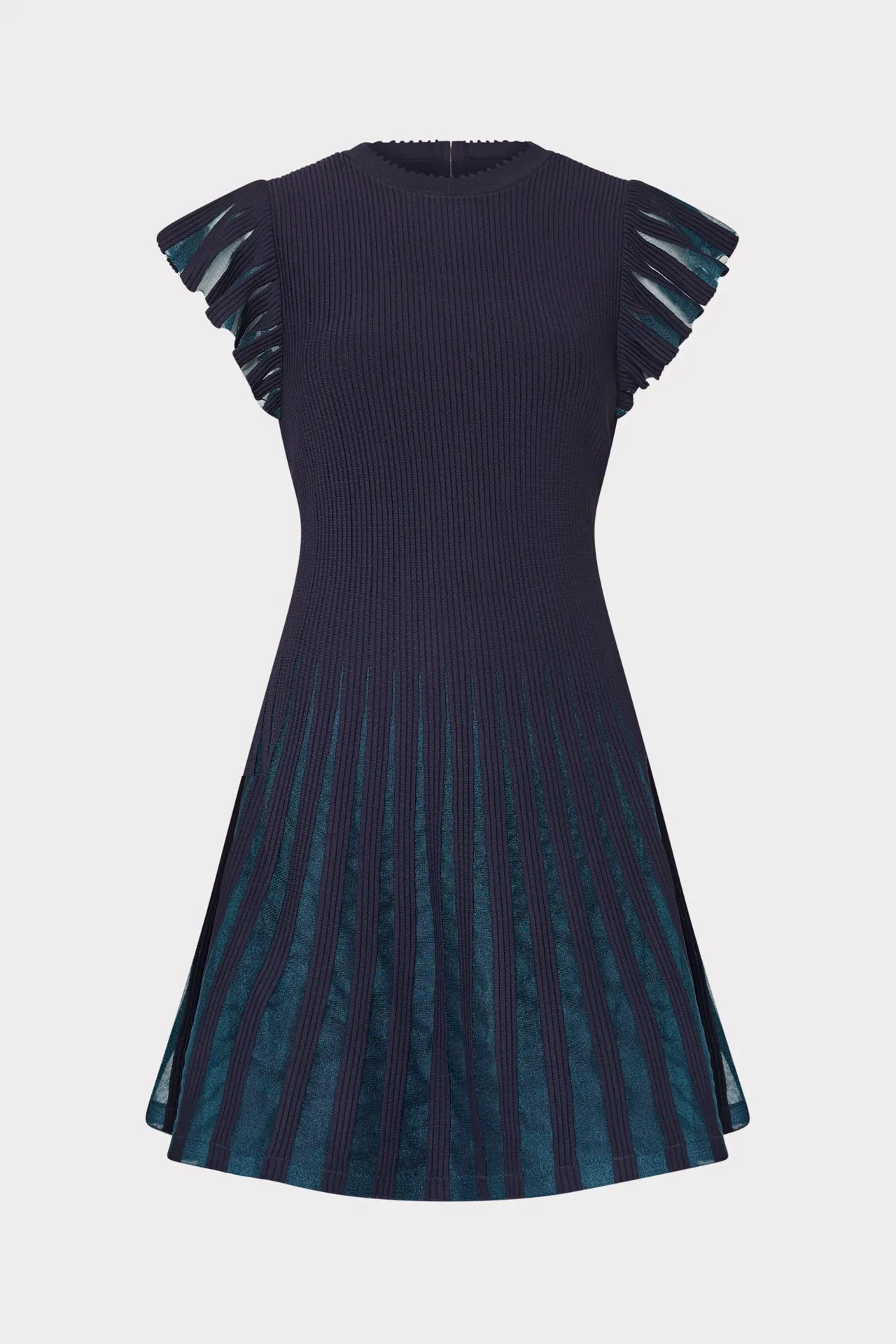 Sheer Flutter Sleeve Knit Mini Dress Simple Chic