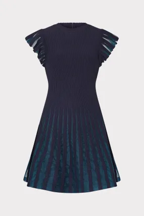 Sheer Flutter Sleeve Knit Mini Dress Simple Chic