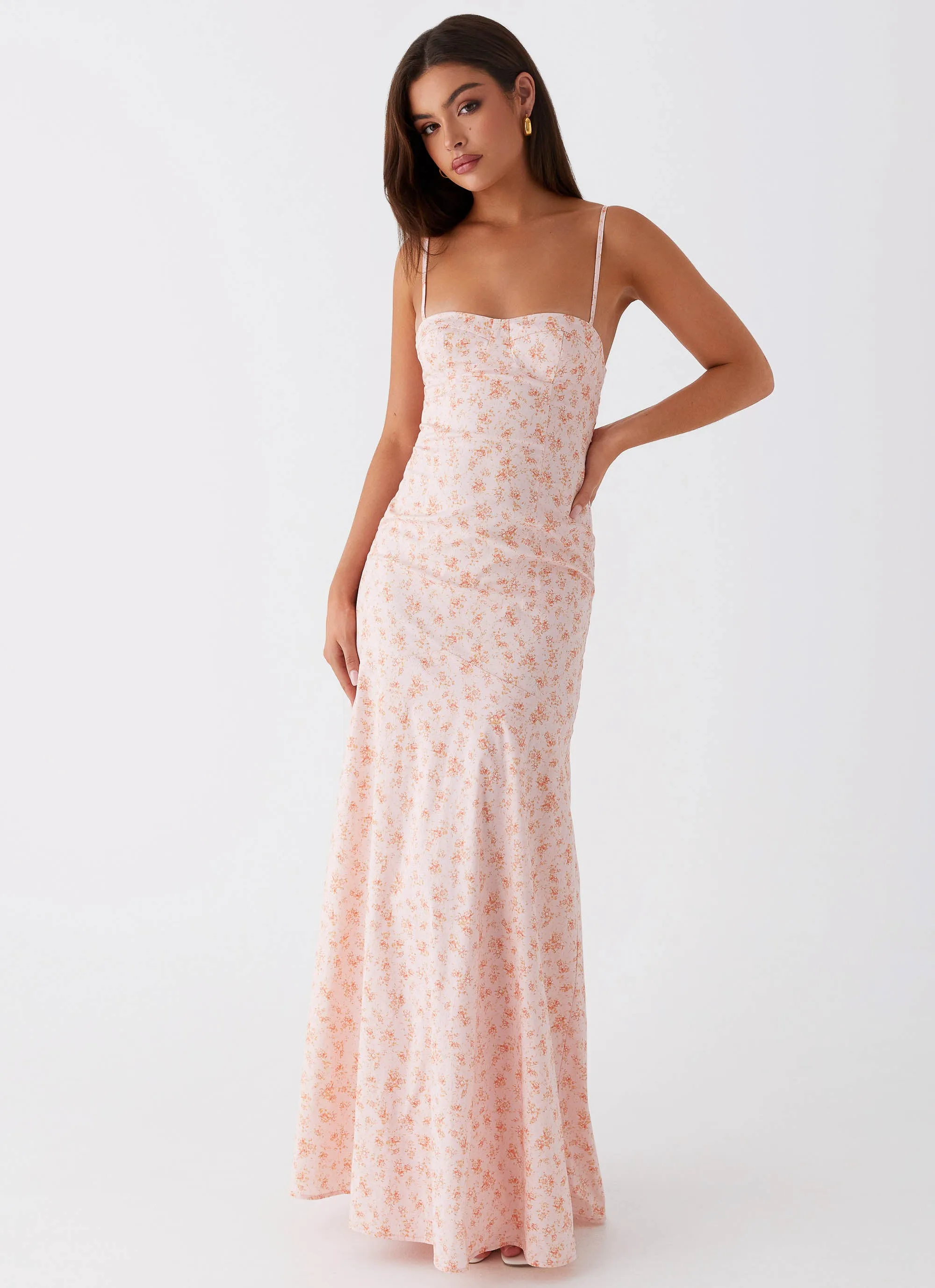 Flattering Shape Wear Easy Going Britney Maxi Dress - Pink Ditsy Floral