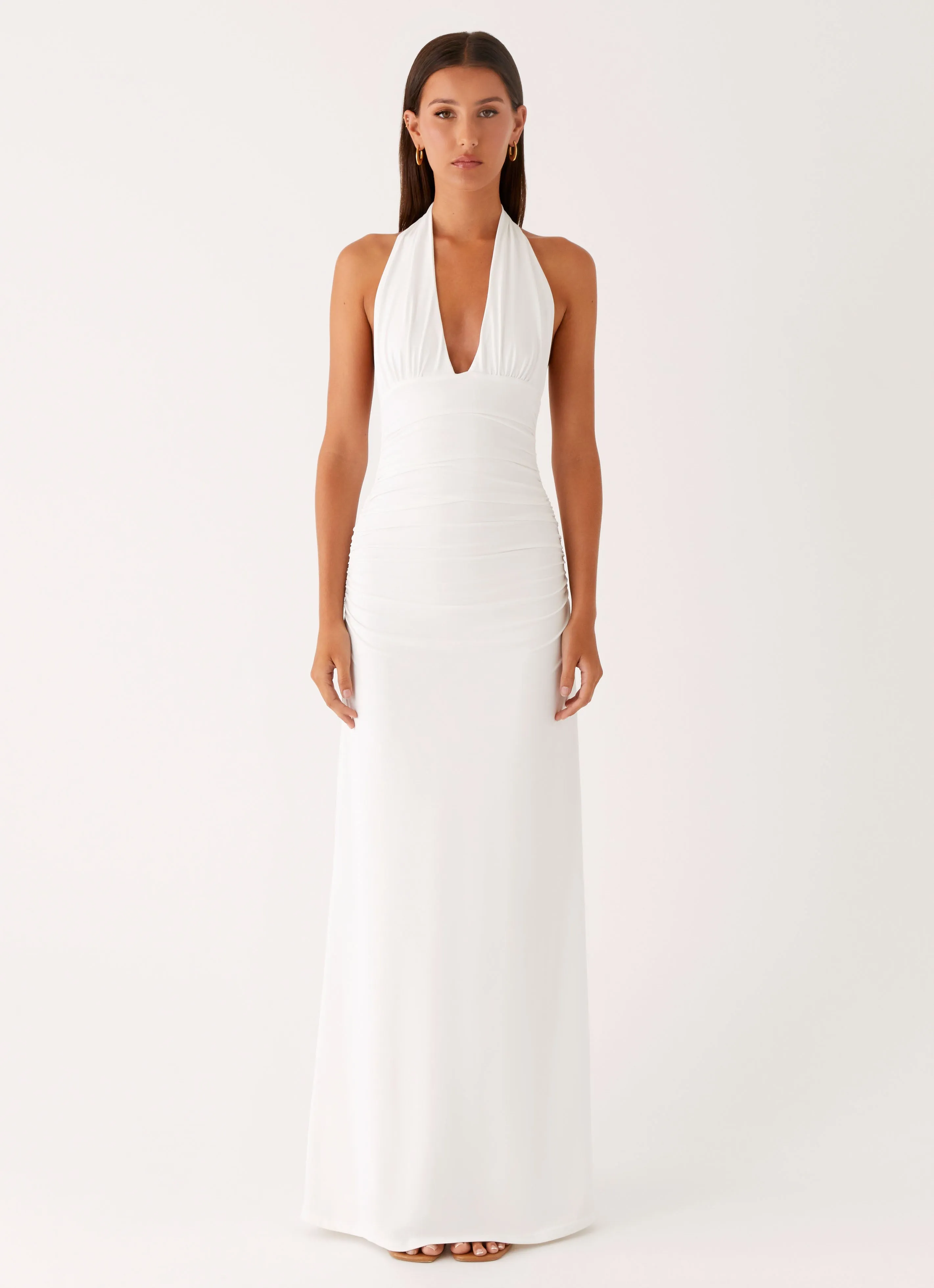 Casual Tone Ilaria Halter Maxi Dress - White