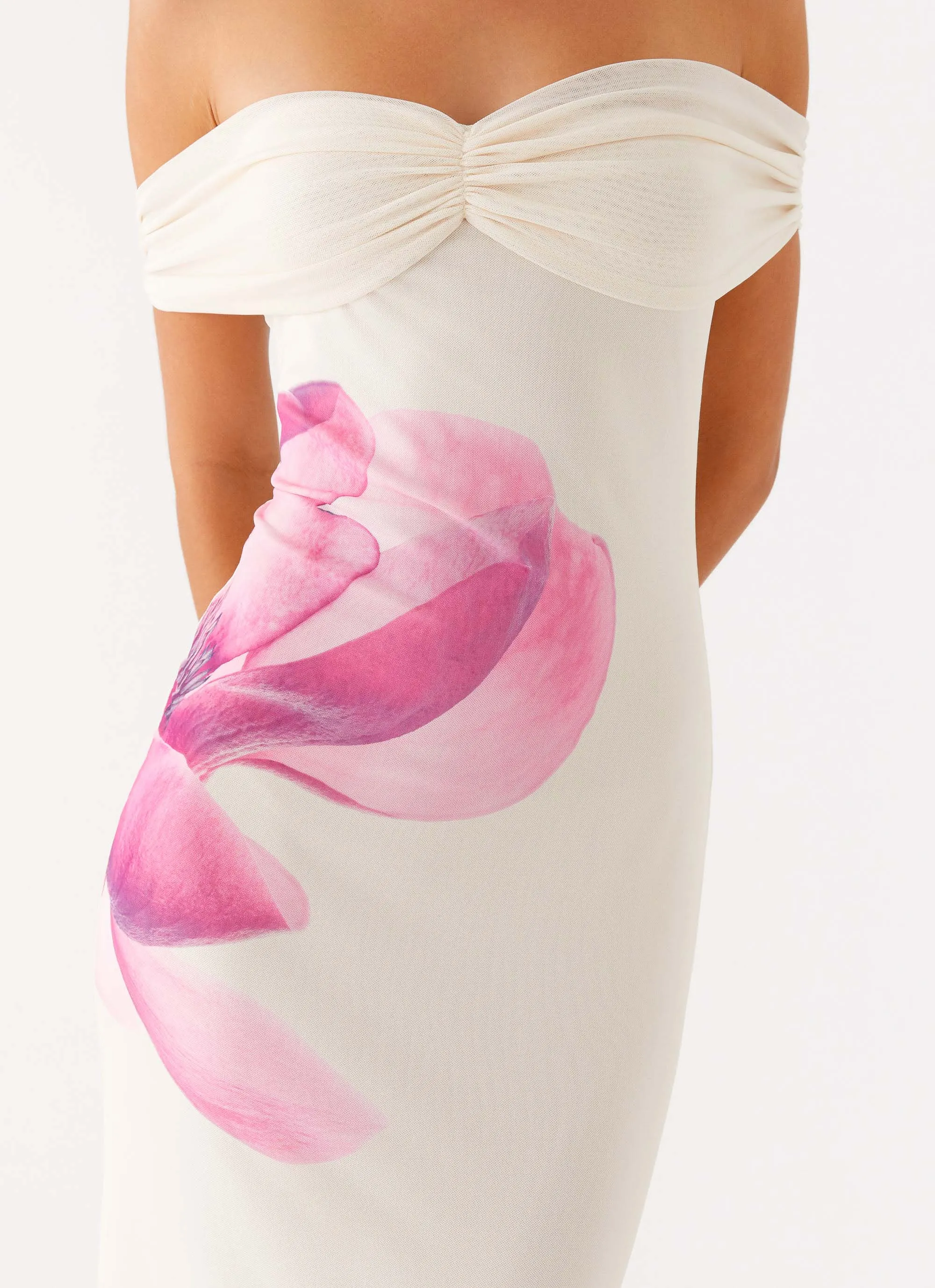 Go To Wear Statement Neck Madeira Maxi Dress - Ivory