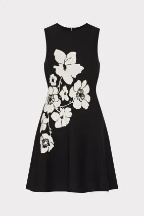 Floral Flare Knit Mini Dress Dew Tone