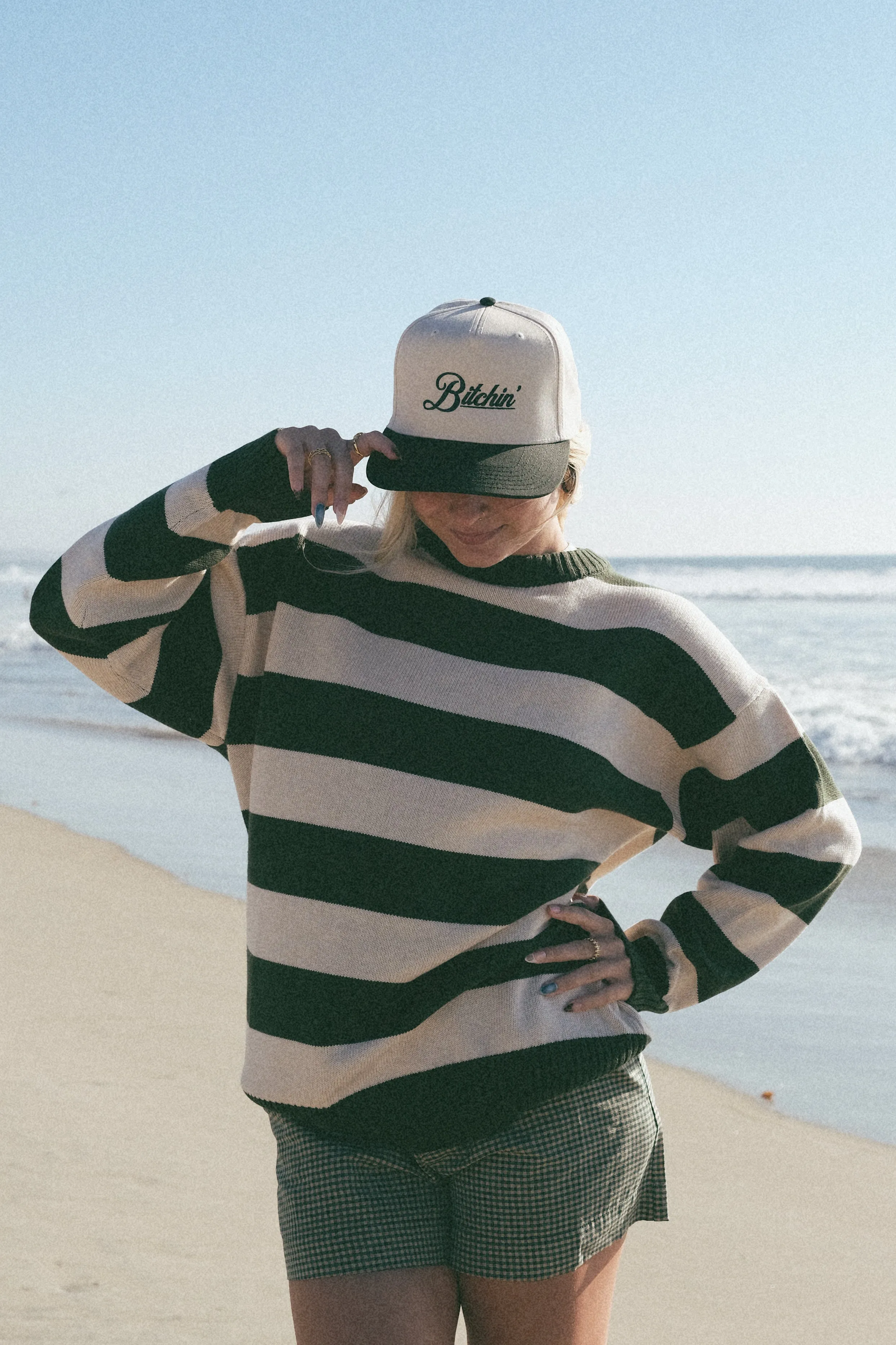 Evergreen Stripe Sweater smooth zipper