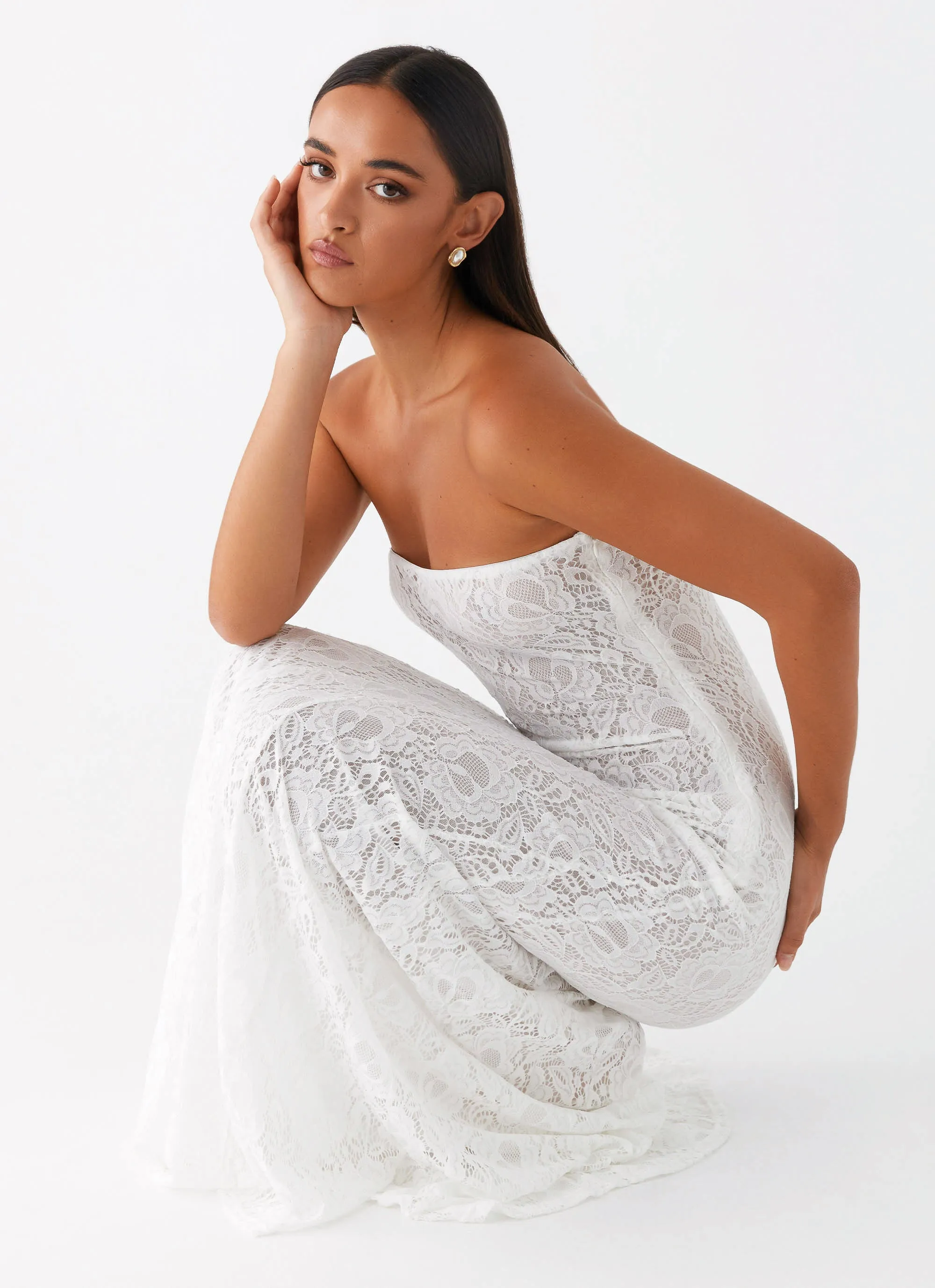 Lolita Lace Maxi Dress - Ivory Breathable Fit