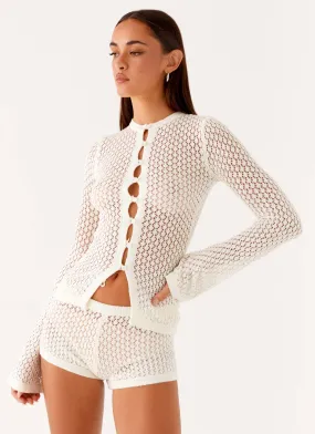 WindproofTechnology Molly Crochet Cardigan - Ivory