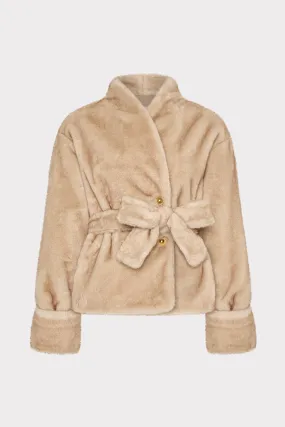 Trendy Feel Reinforced Collar Structure Faux Fur Shawl Jacket