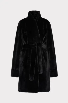 Cozy Comfort Stand Up Collar Faux Mink Wrap Coat