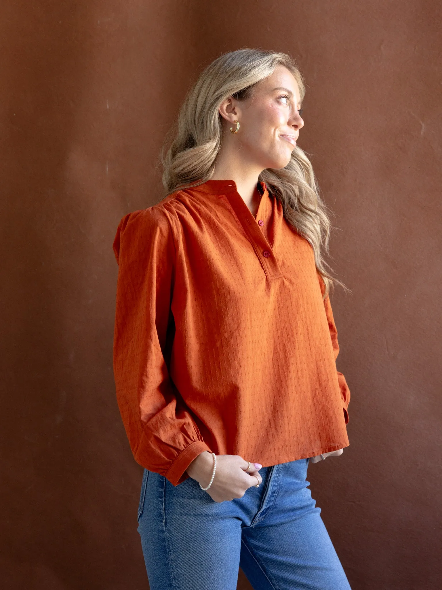 Non Slip Shoulder Seams Felicity Rust Blouse