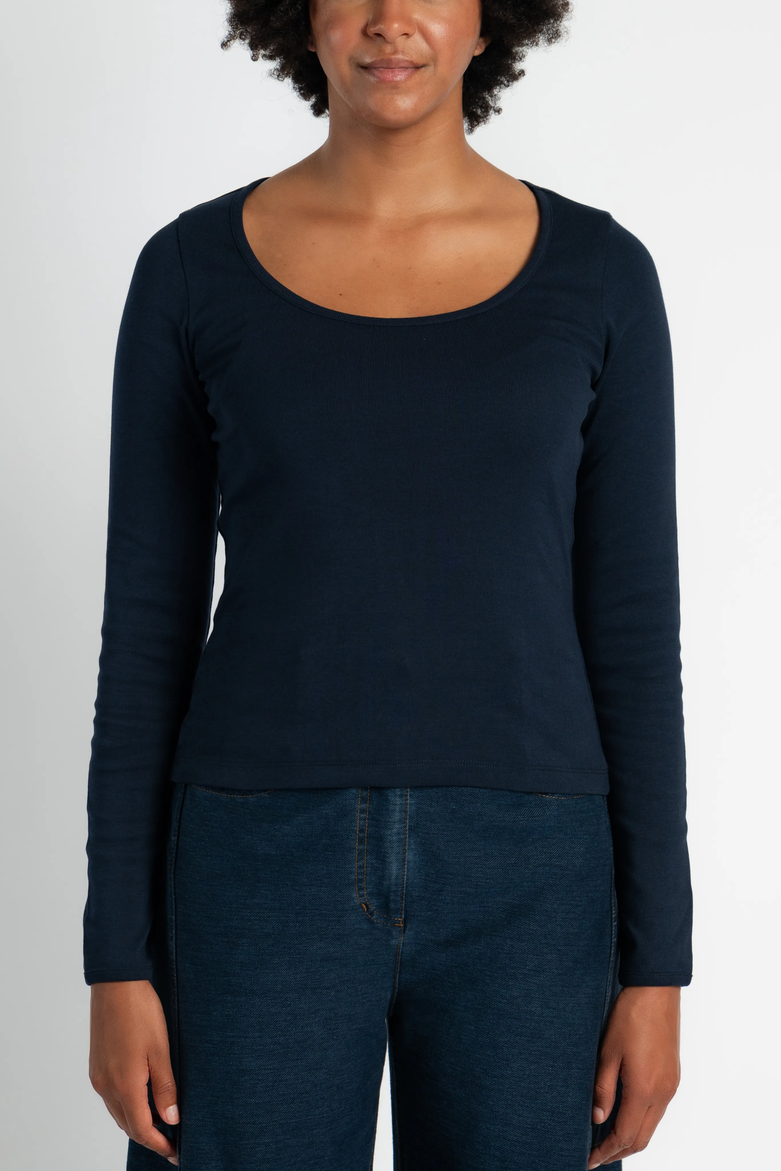 Anti Slip Shoulder Padding Fem Navy Long Sleeve Tee