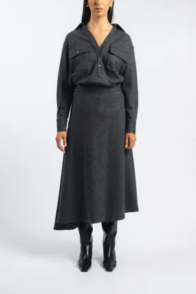 Curve Friendly Reinforced Hems Draped Skirt in Gray