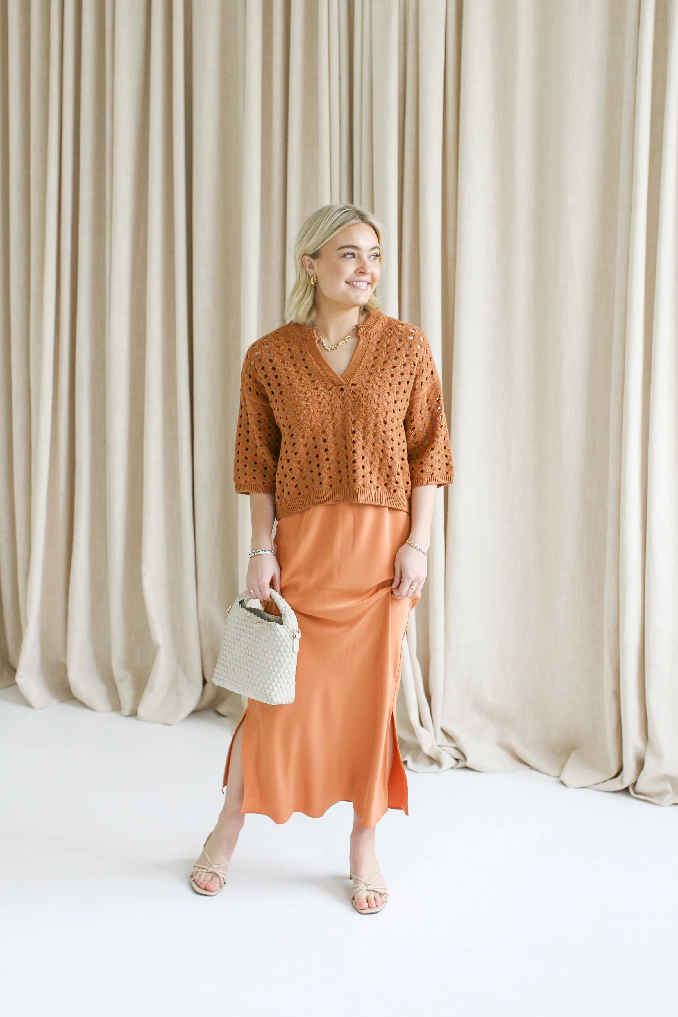 Soft Vibes Confident Touch Terracotta Cami Dress Set