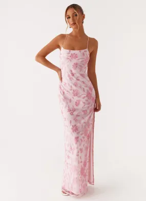 Silky Layer Lounge Mood Bright Lights Beaded Maxi Dress - Pink