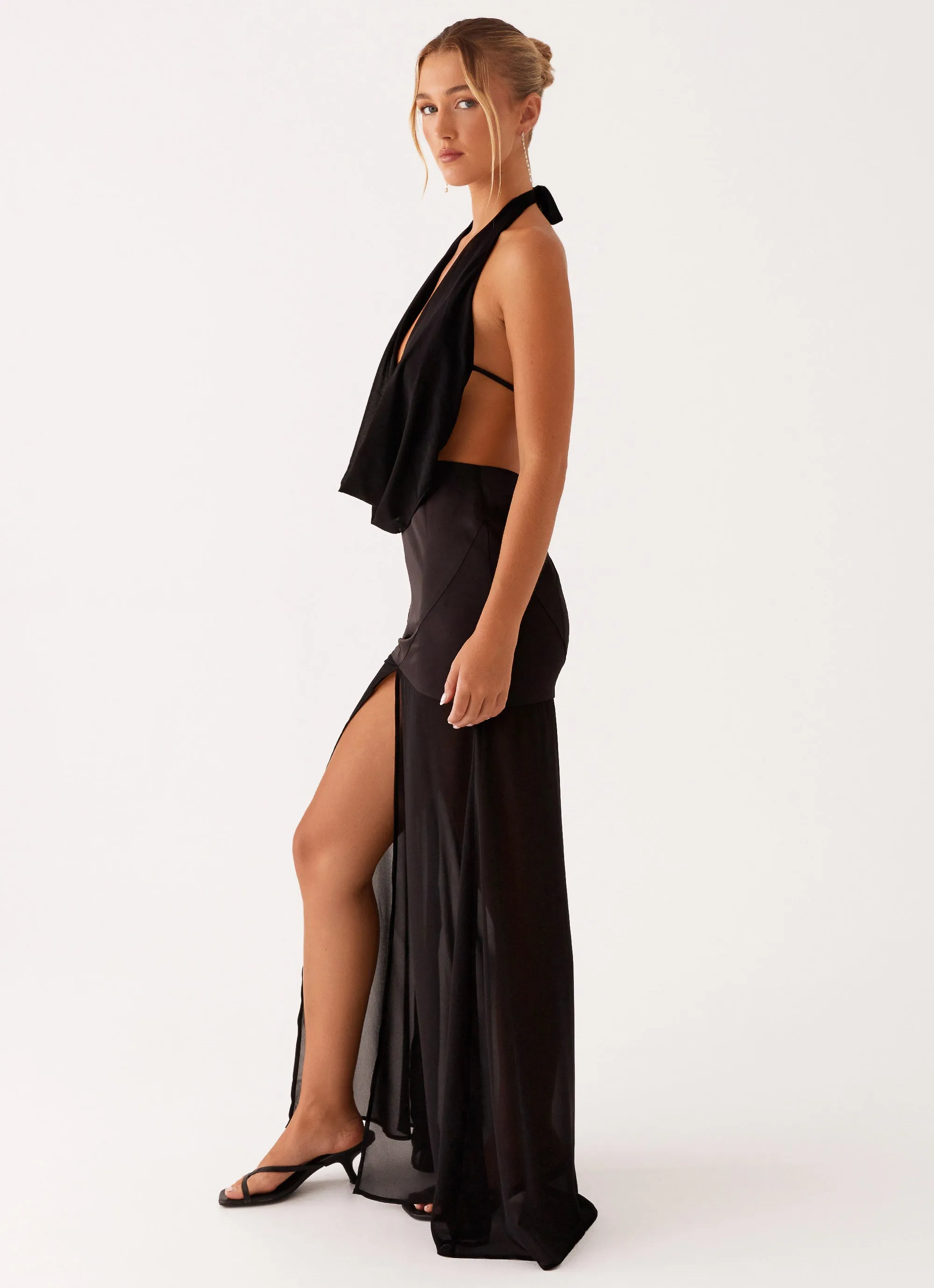 Metallic-Shine Fenella Maxi Dress - Black