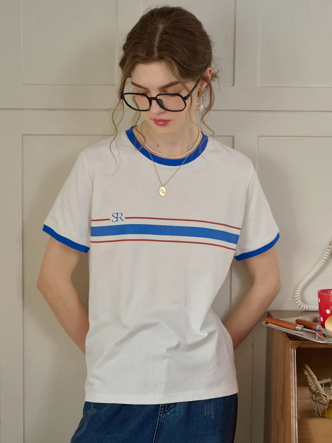 ??Final Sale??Allison Round Neck 100% Cotton T-shirt ArticulatedElbowShaping