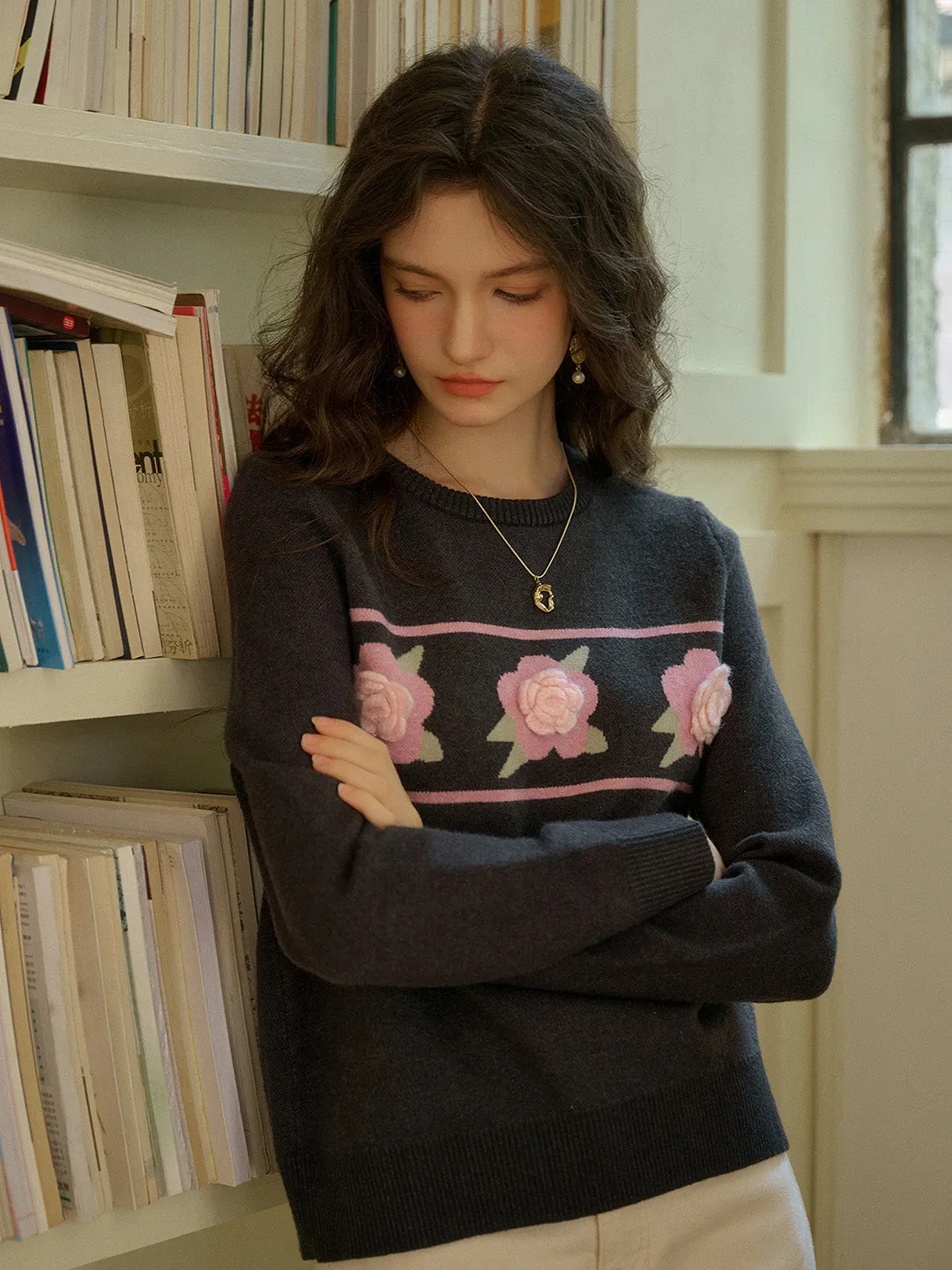 Low Impact Manufacturing ??Final Sale??Aria 3D Floral Knit Sweater