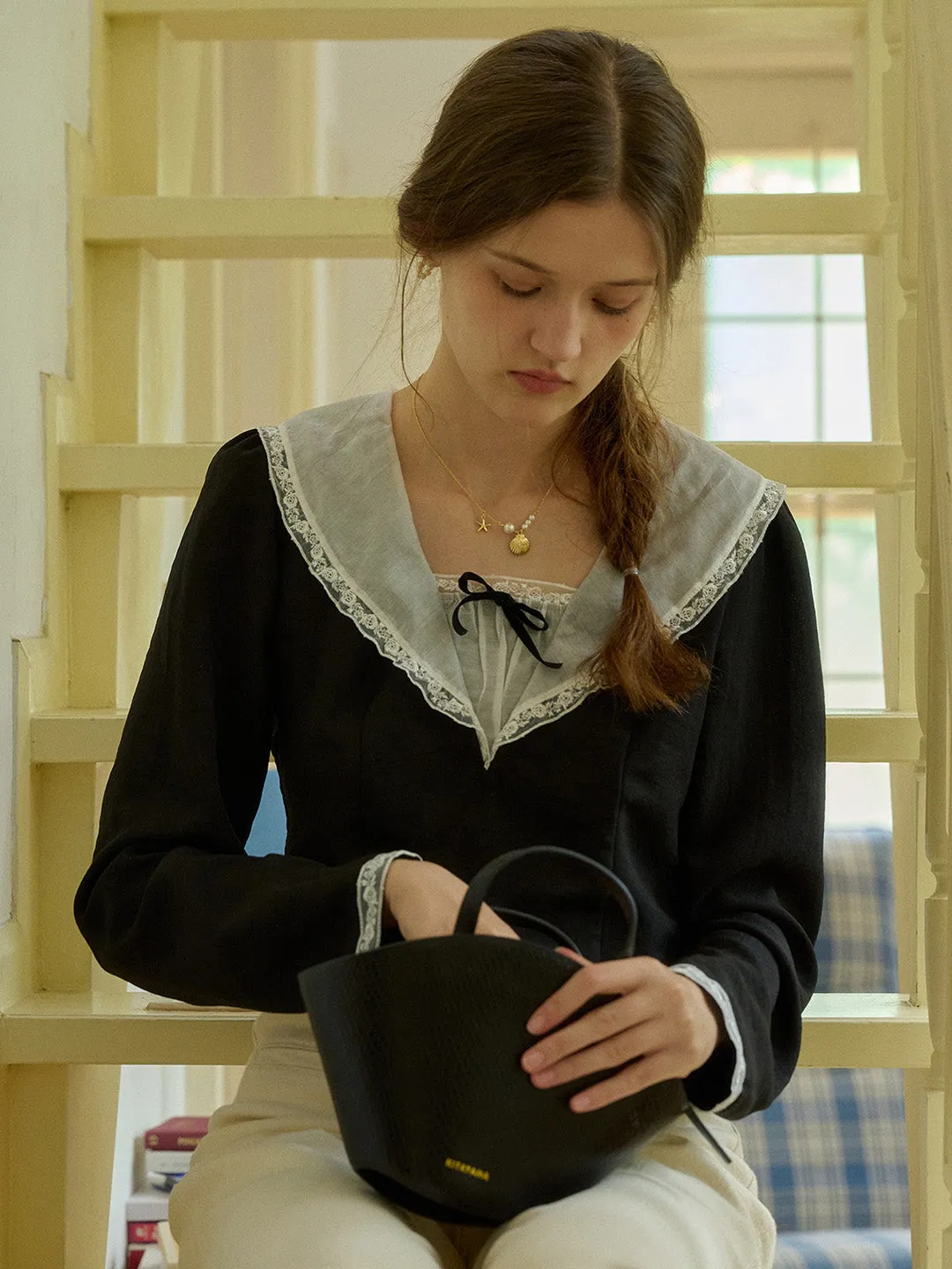 ??Final Sale??Bella Retro V-neck Short Blouse Elegant Cardigan Layered Hem Reinforcement