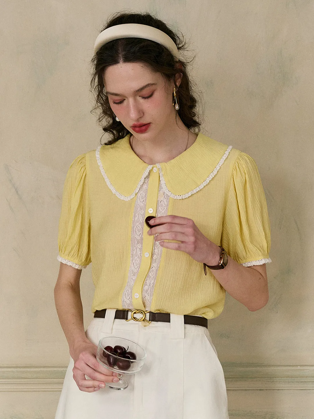 UltraLightweight LightweightDesign ??Final Sale??Carmen Peter Pan Collar Blouse