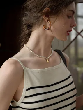 ??Final Sale??Charlee Simple Square Neck Striped Sling Knitted Top TwoToneEffect Reversible design