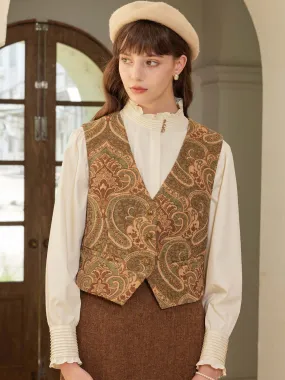 ??Final Sale??Emmeline Vintage Court V Neck Vest Resilient Fabric Blend Fade Resistant Treatment