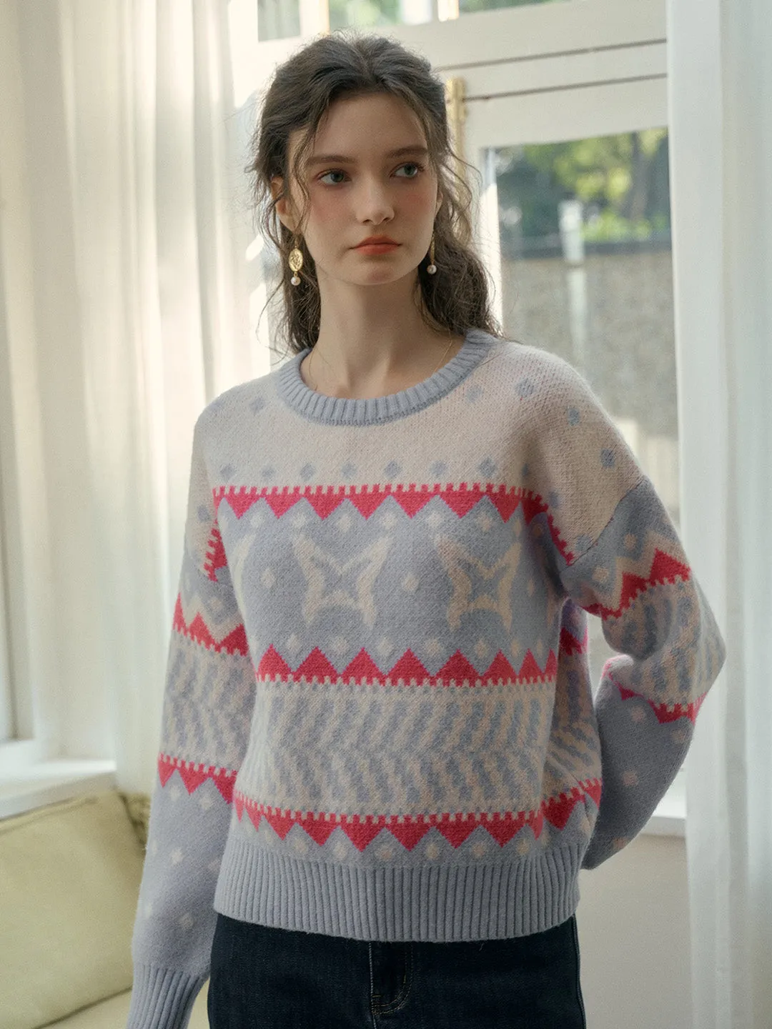 Sweat Absorbent Inner Layer ??Final Sale??Kimora Ribbed Round Neck Constrasting Sweater