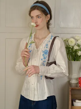 Water Repellent Finish BreathableMesh ??Final Sale??Lilia V-Neck 100% Cotton Blouse