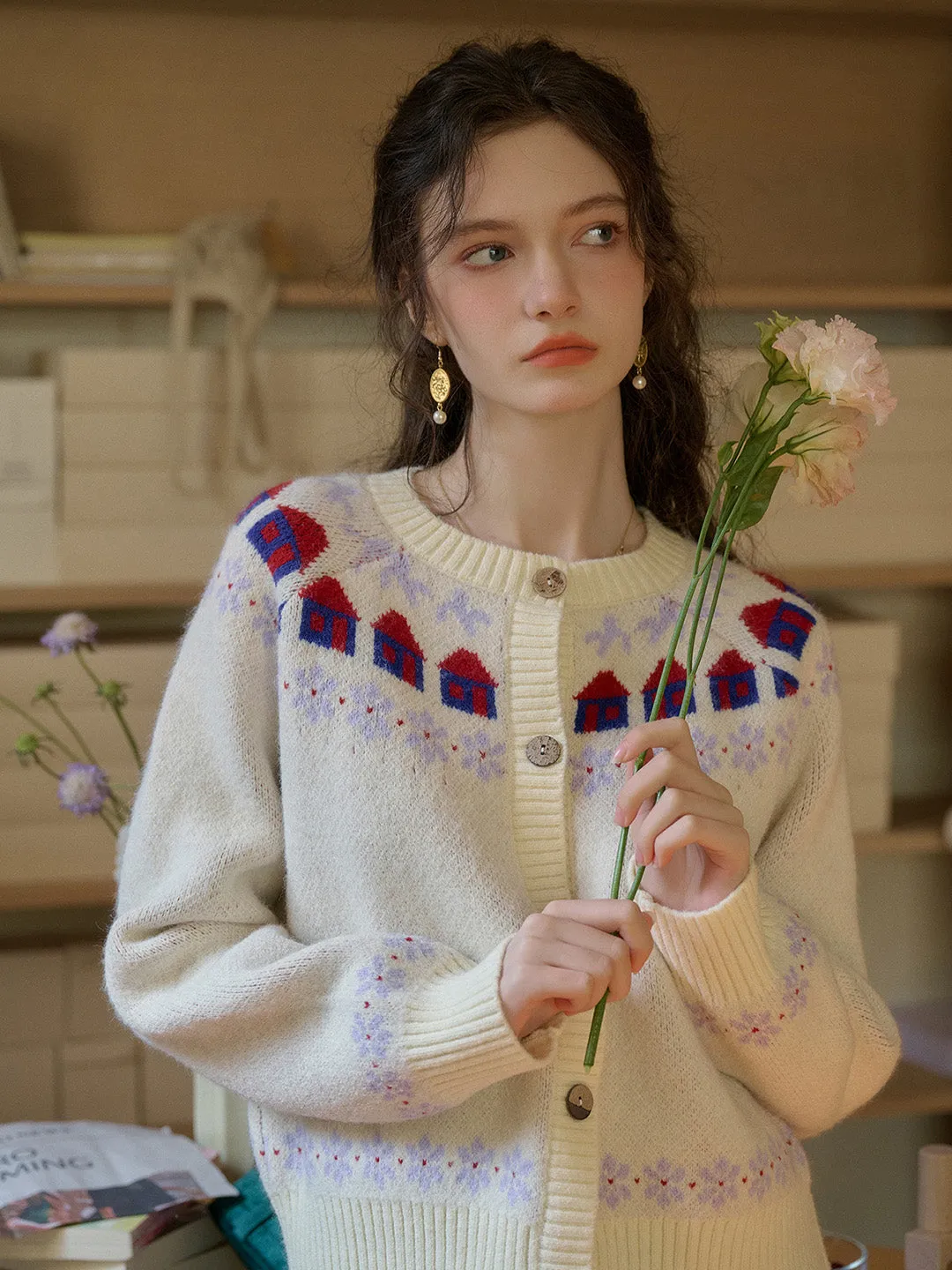 Ergonomic Pattern Design ??Final Sale??Lorelai Round Neck Winter Patter Sweater