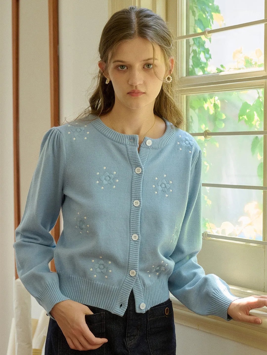 ??Final Sale??Nina Round Neck Floral Knit Sweater Reinforced Hems SoftTouchFinish