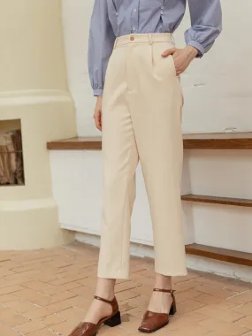 ??Final Sale??Nora Straight Suit Pants - Milky White Everyday Favorite Multi Purpose Pockets