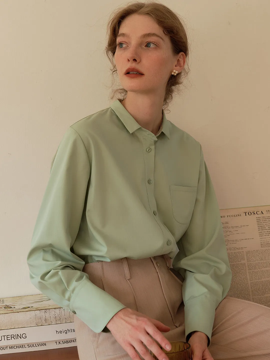 ??Final Sale??Sarahi French Cuffs Small Lapel Shirt FlexibleElasticatedEdging