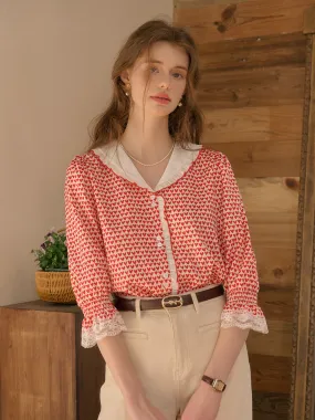 ??Final Sale??Yoyo V-Neck Heartcore Blouse High Neckline