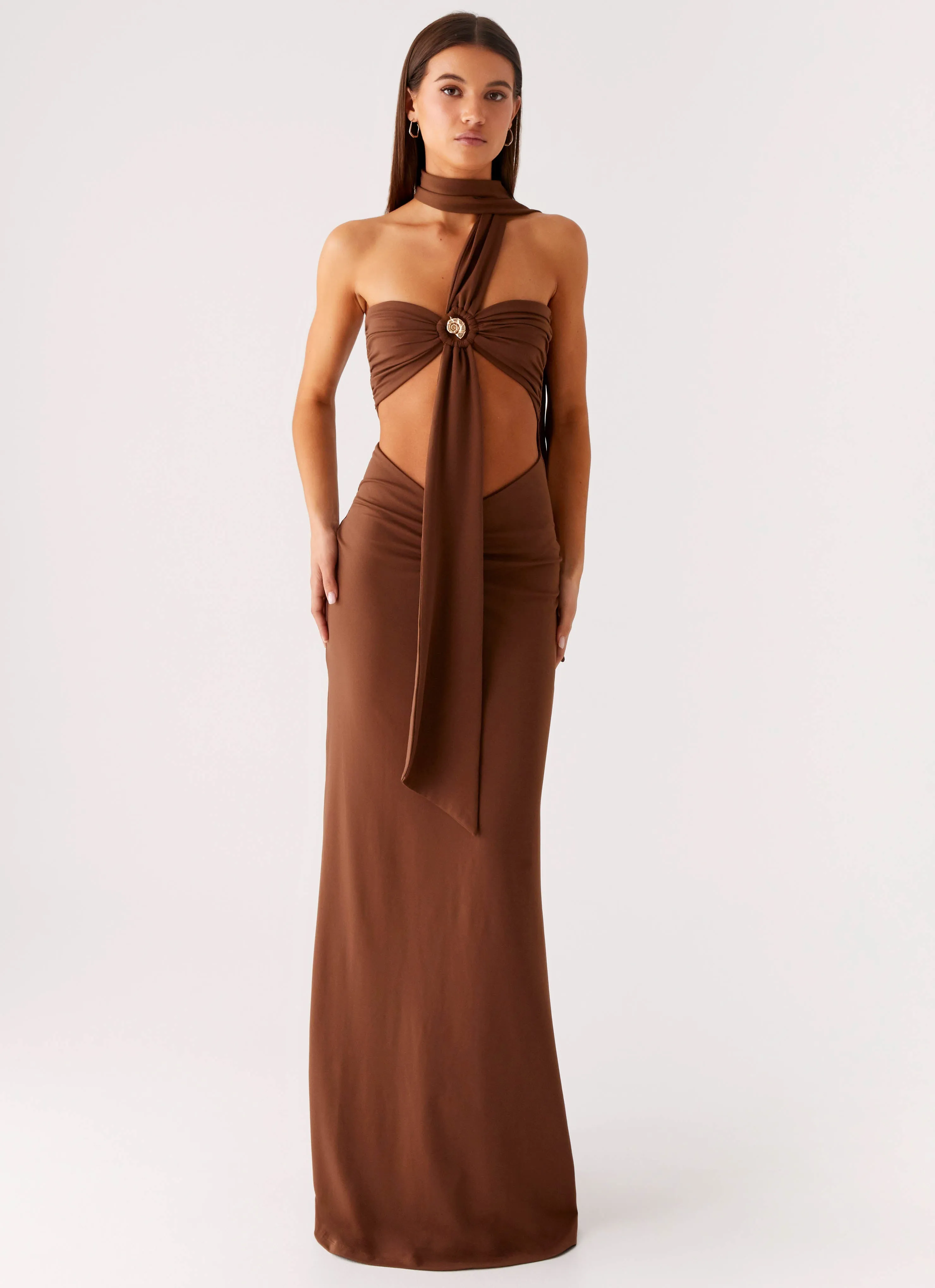 Clean Chic All Moments Olive Bloom Maxi Dress - Chocolate