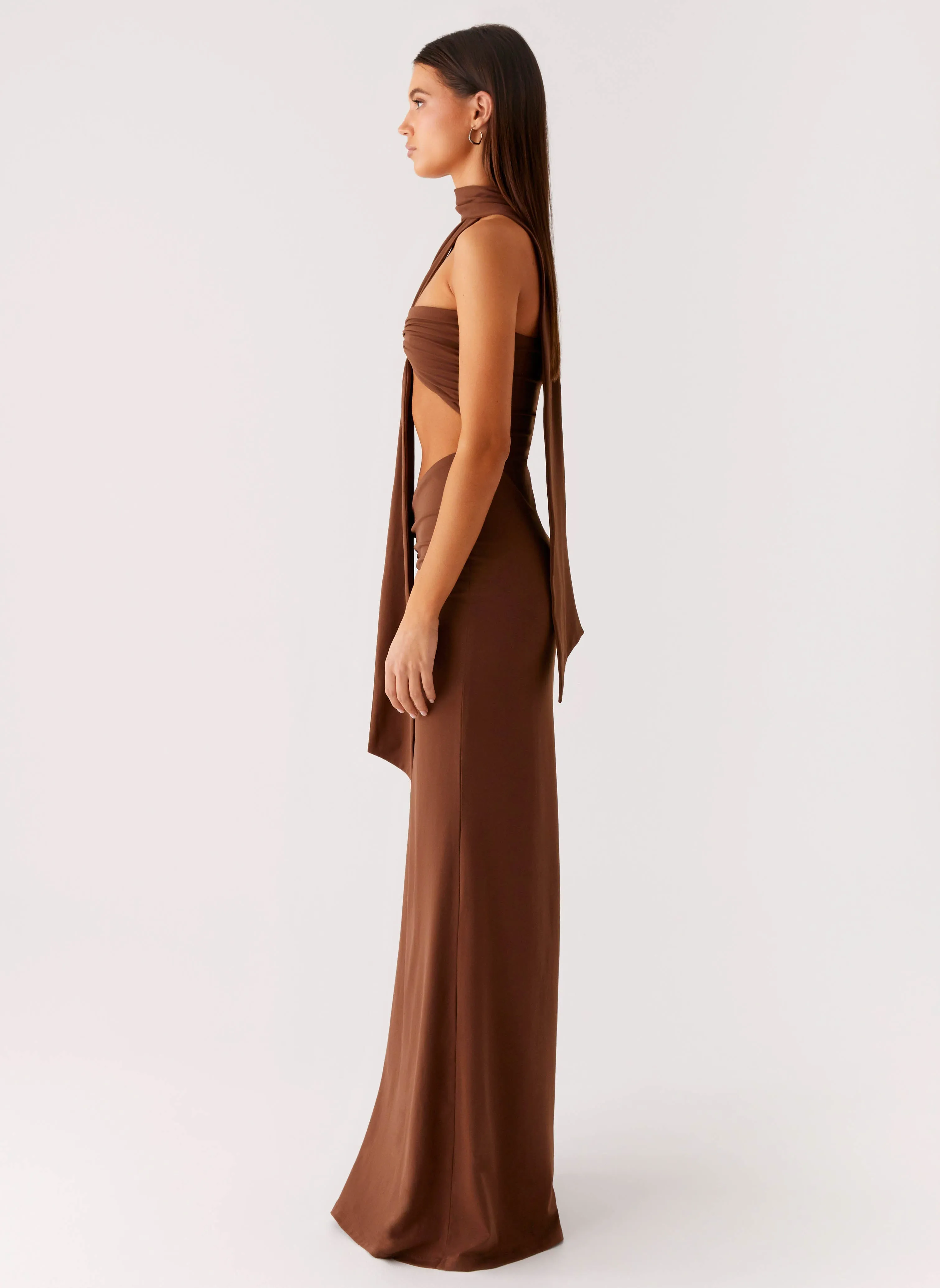 Light Soft Olive Bloom Maxi Dress - Chocolate