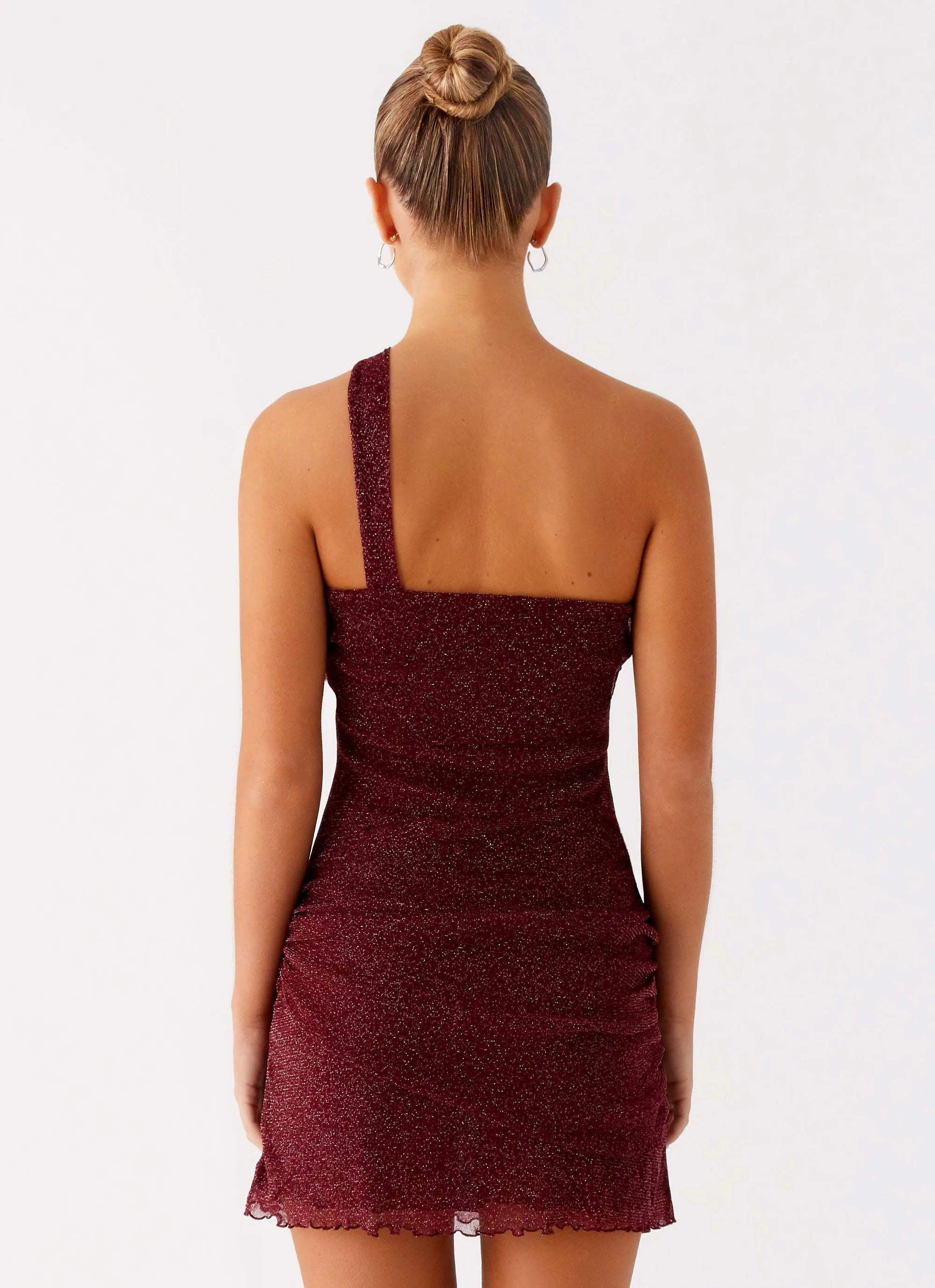 Misty Mesh Mini Dress - Maroon Care-Instructions-Included flattering appearance