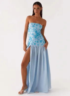 Flexible Design Easy and Effortless Eden Strapless Beaded Maxi Dress - Blue